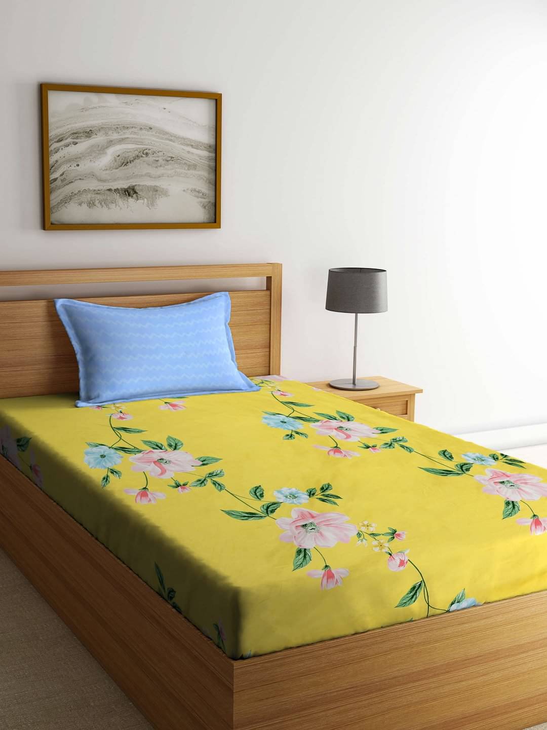     			Klotthe Poly Cotton 1 Single Bedsheet with 1 Pillow Cover ( Multicolor )