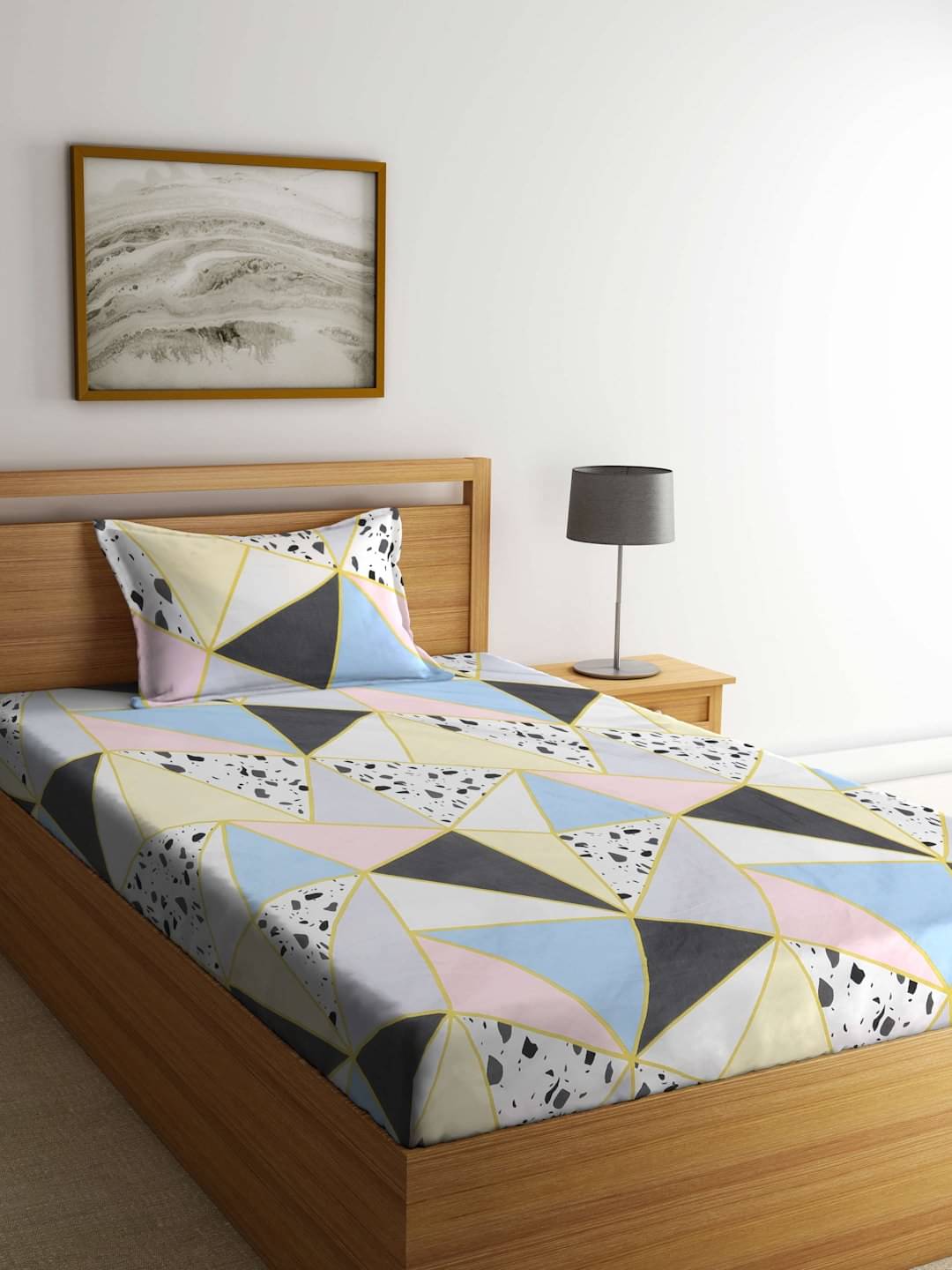 Klotthe Poly Cotton 1 Single Bedsheet with 1 Pillow Cover ( Multicolor )     			Klotthe Poly Cotton 1 Single Bedsheet with 1 Pillow Cover ( Multicolor )