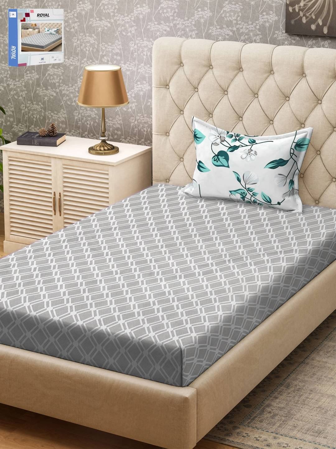 Klotthe Poly Cotton 1 Single Bedsheet with 1 Pillow Cover ( Grey )     			Klotthe Poly Cotton 1 Single Bedsheet with 1 Pillow Cover ( Grey )