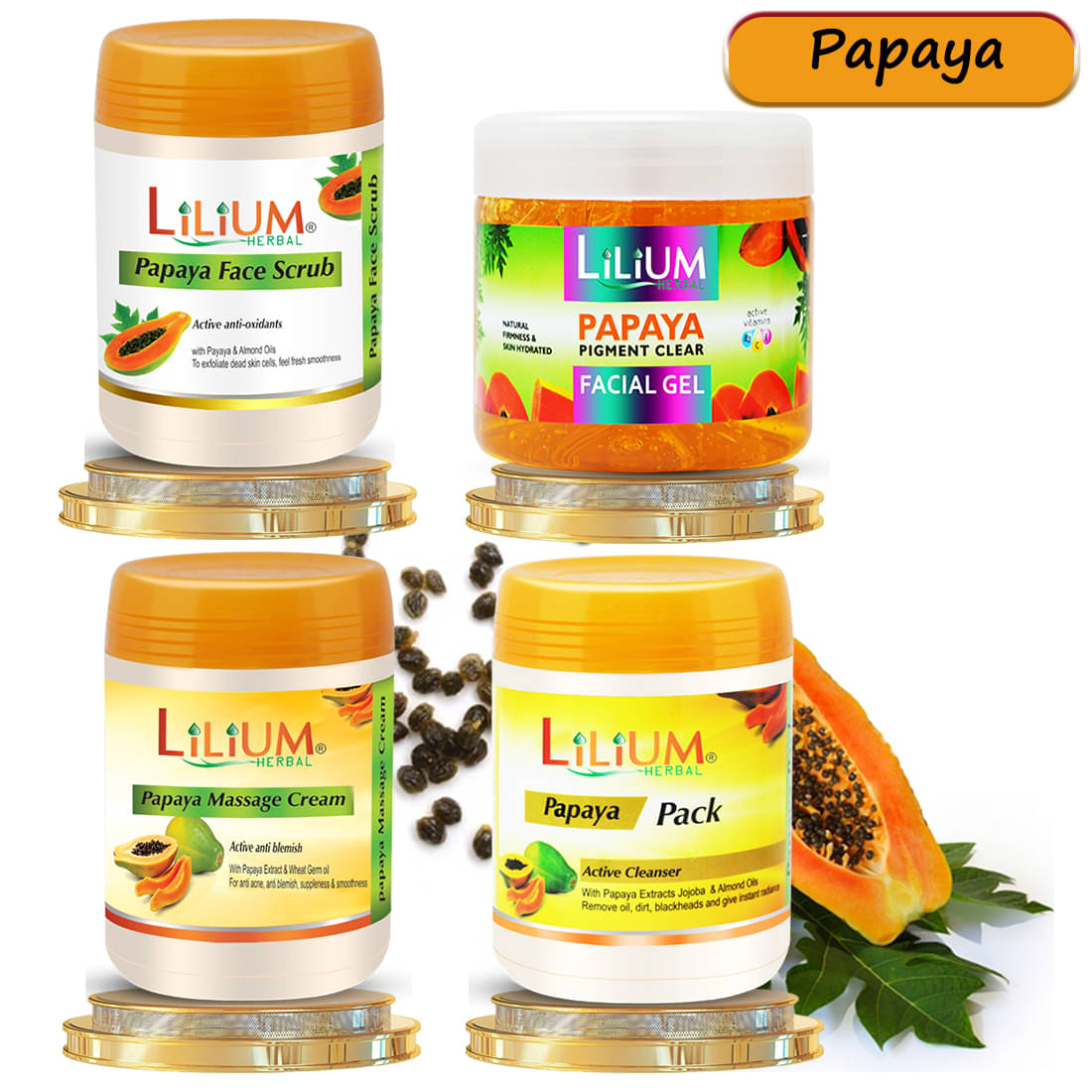     			Lilium Less Than 3 Times Use Facial Kit For All Skin Type Papaya 1 ( Pack of 4 )
