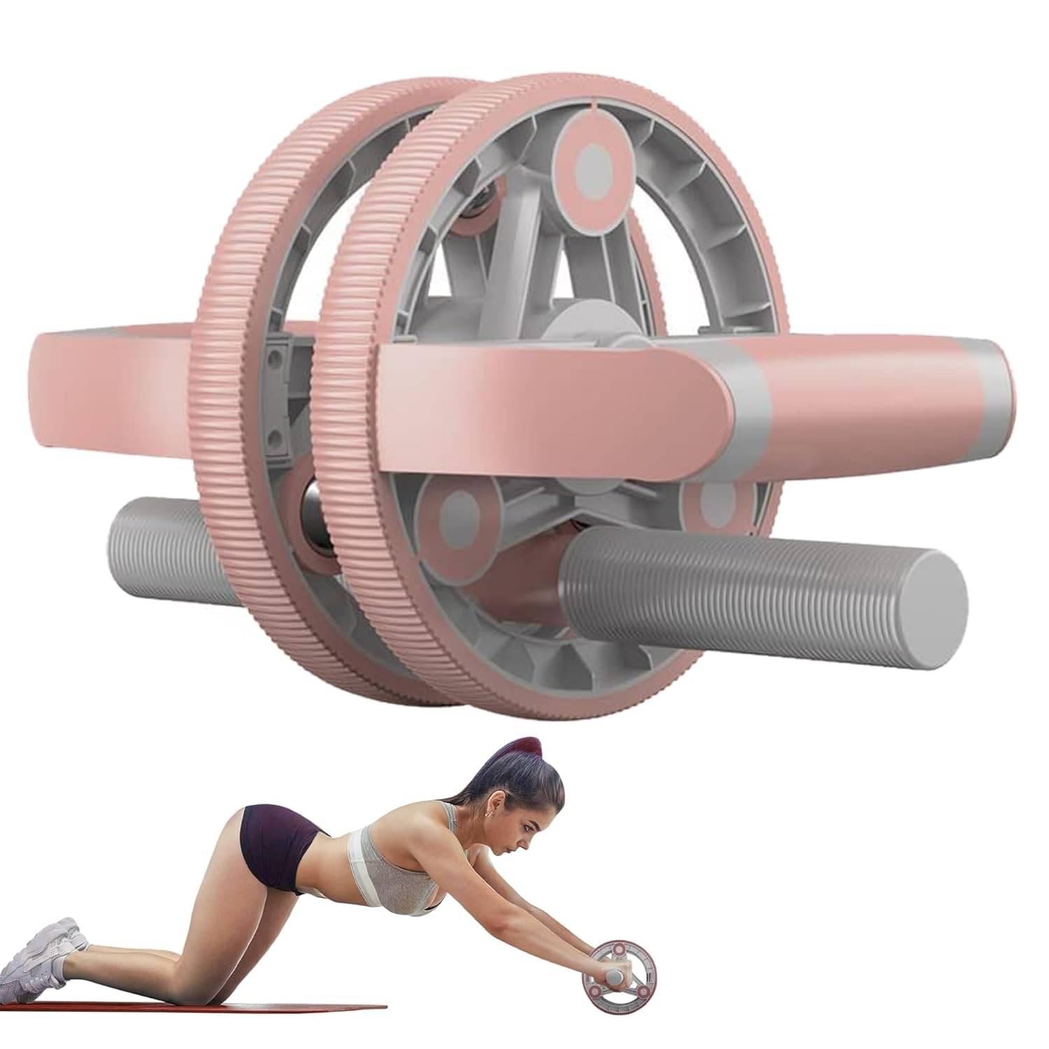    			Multi-purpose Unisex Roller Weight Loss Workout Slip-Proof Beginner Friendly Excercise Manual Fitness Wheel with Push Up Bars,Dumbbells,Tensioners Functions