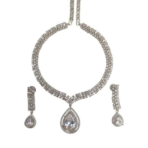     			RinGold Light Grey Brass Necklace Set ( Pack of 1 )