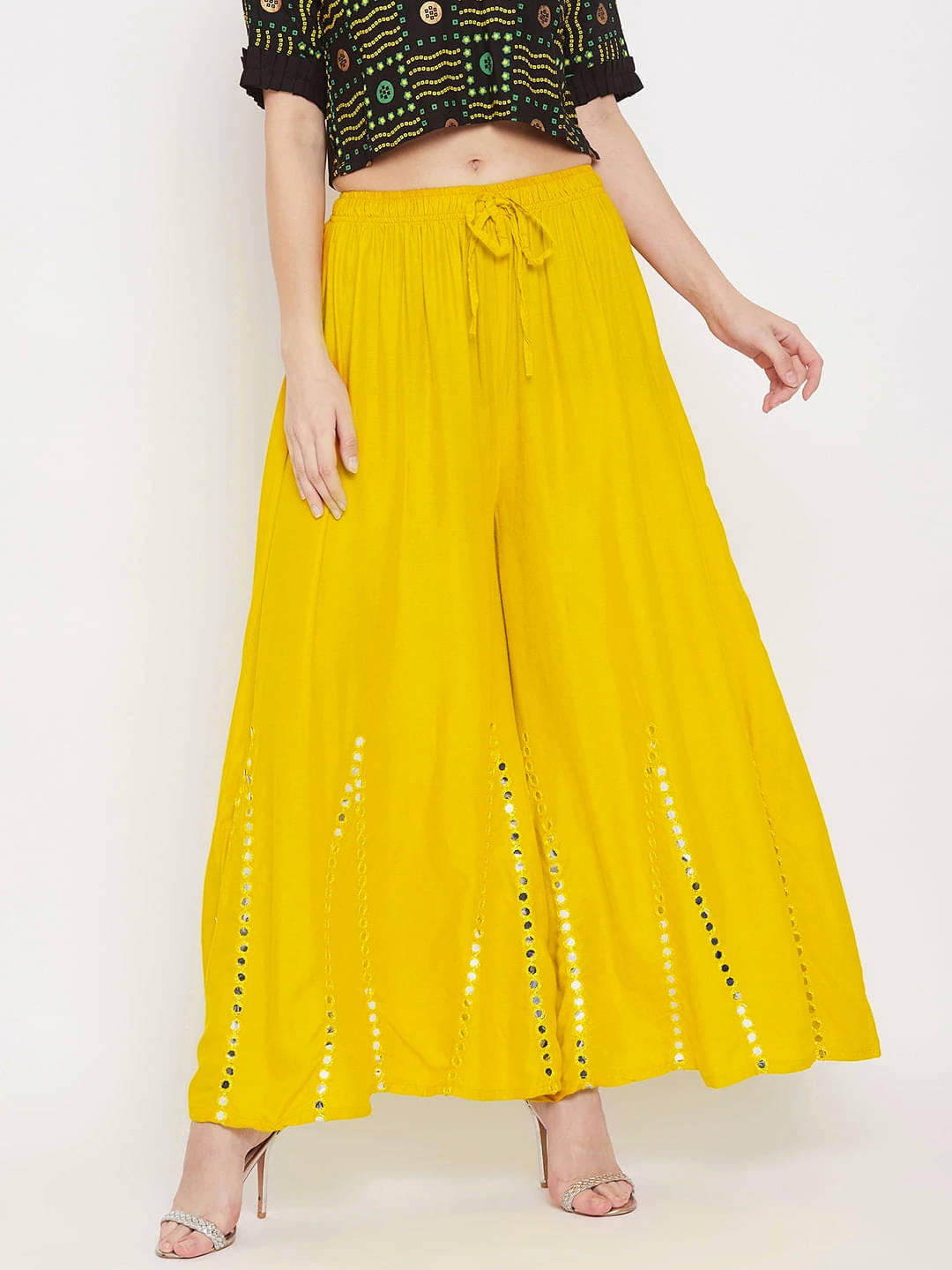 SMASUM Pack of 1 Rayon Flared Women's Palazzos ( Yellow )     			SMASUM Pack of 1 Rayon Flared Women's Palazzos ( Yellow )