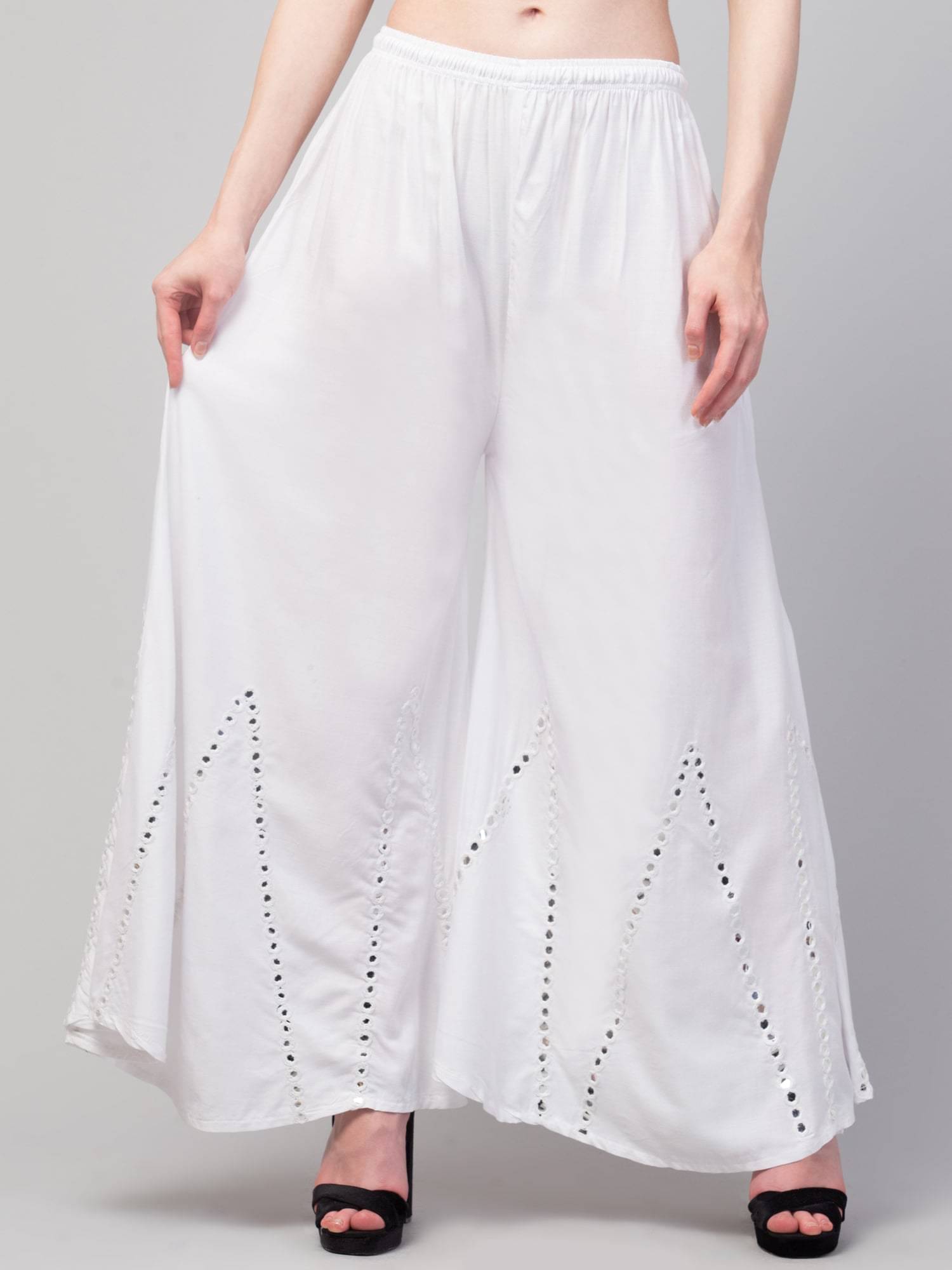 SMASUM Pack of 1 Rayon Flared Women's Palazzos ( White ) SMASUM Pack of 1 Rayon Flared Women's Palazzos ( White )
