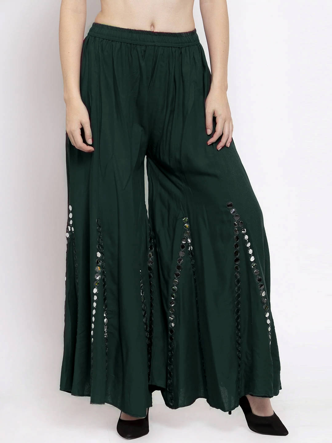     			SMASUM Pack of 1 Rayon Flared Women's Palazzos ( Green )