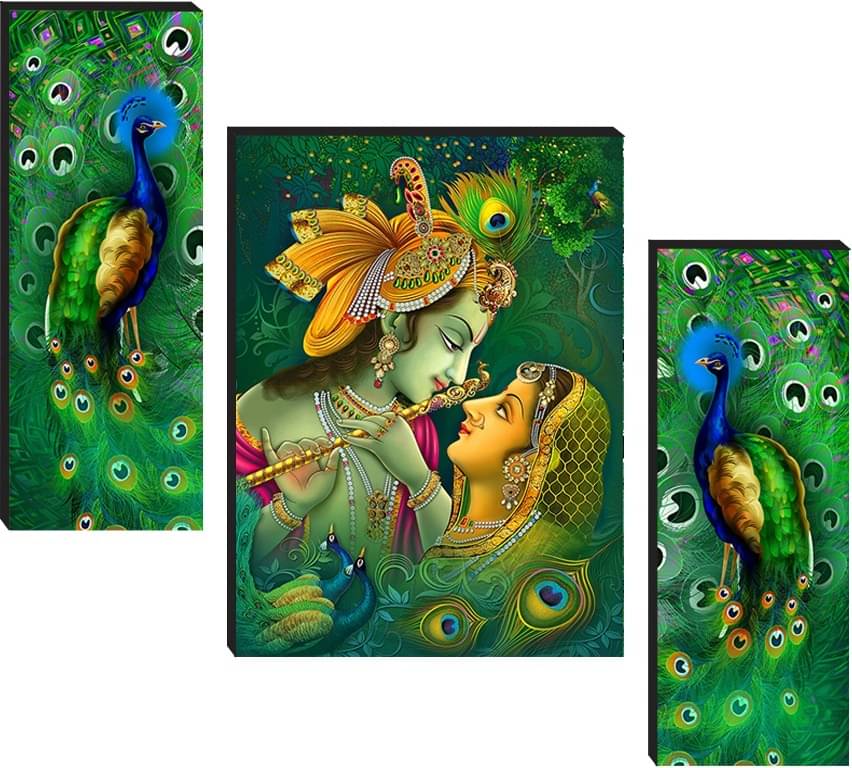     			SNDArt Set Of 3 Radha Krishna Wall Paintings For Living Room 12 x 18 inch