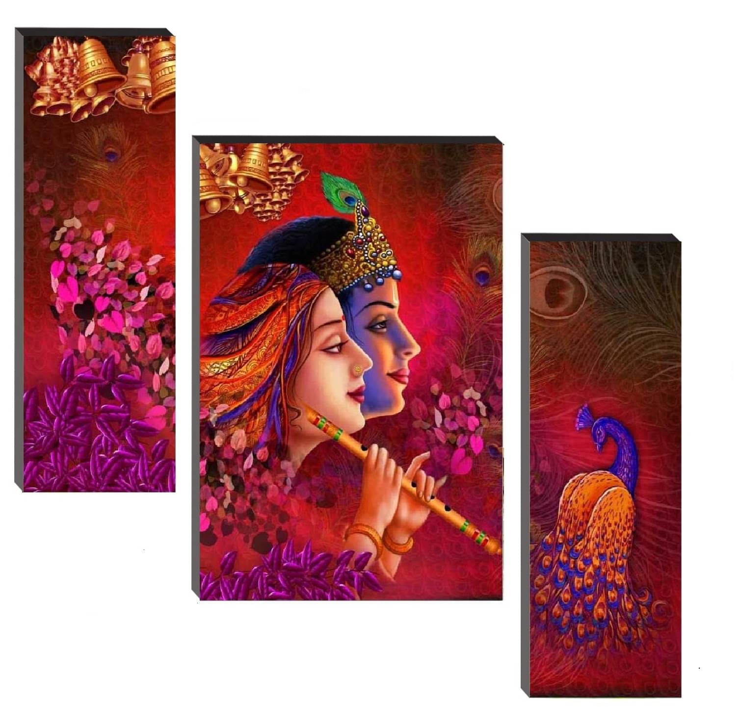     			SNDArt Set Of 3 Radha Krishna Wall Paintings For Living Room 12 x 18 inch
