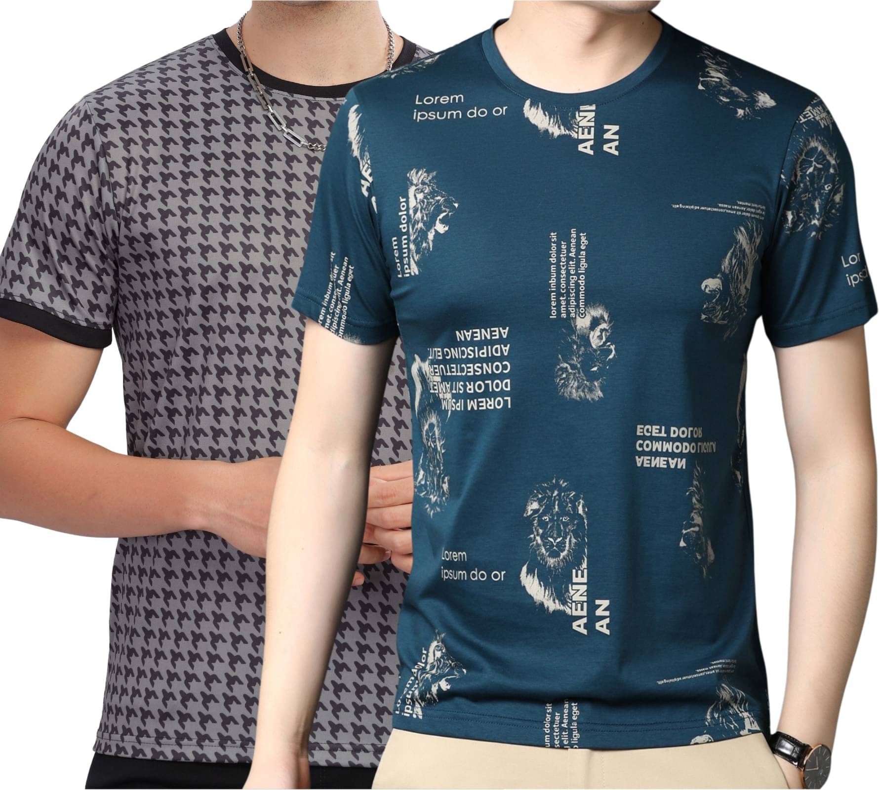     			STI Polyester Regular Fit Printed Half Sleeves Men's Round T-Shirt - Multicolor9 ( Pack of 2 )