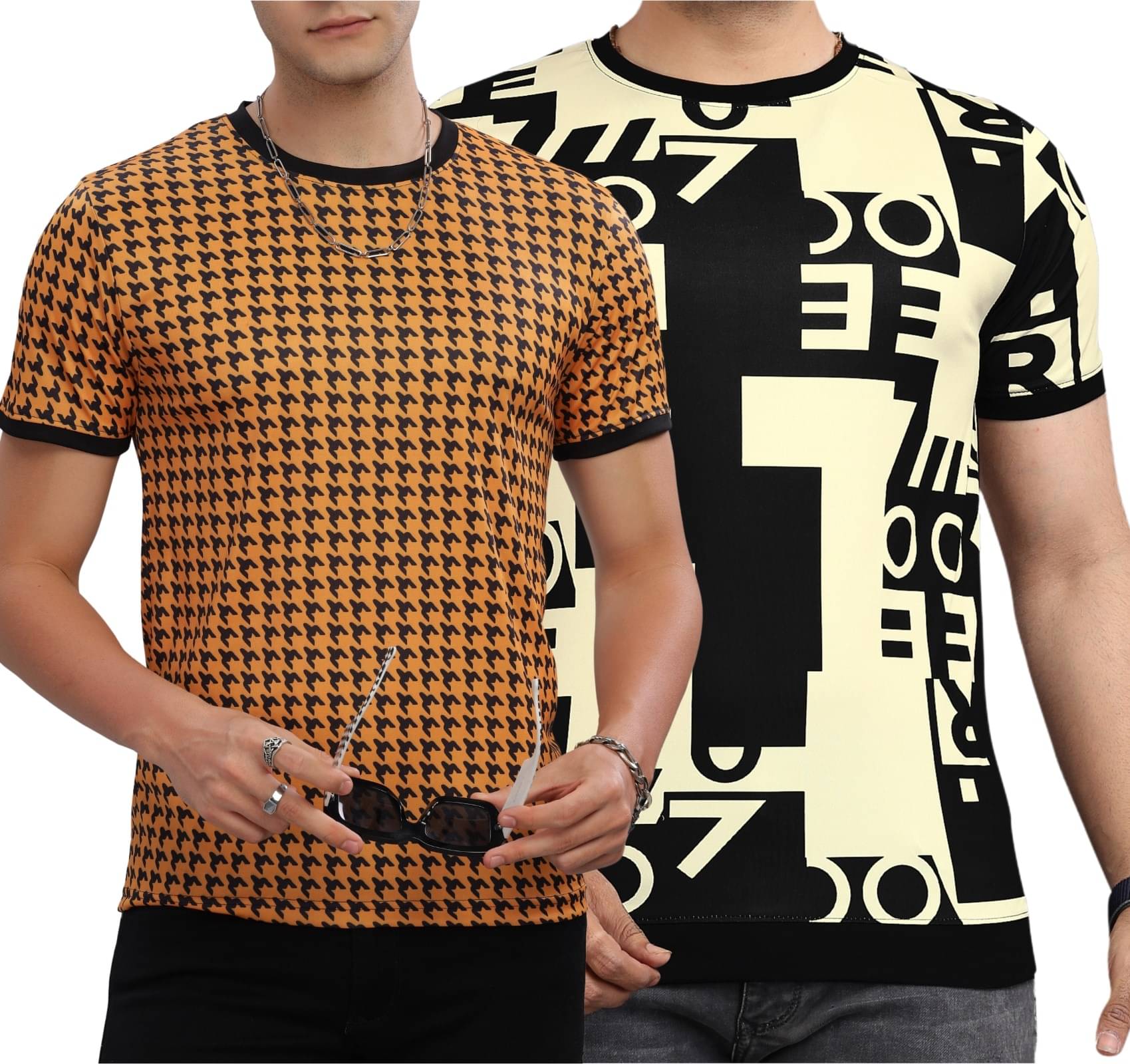     			STI Polyester Regular Fit Printed Half Sleeves Men's Round T-Shirt - Multicolor4 ( Pack of 2 )