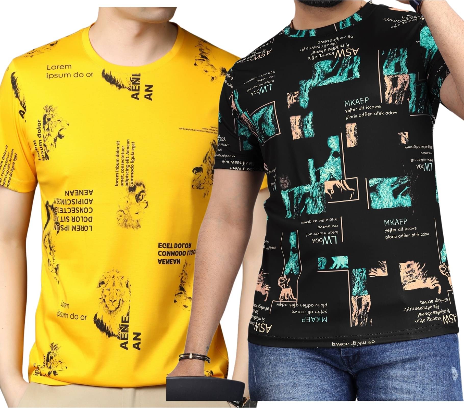 STI Polyester Regular Fit Self Design Half Sleeves Men's Round T-Shirt - Multicolor4 ( Pack of 2 ) STI Polyester Regular Fit Self Design Half Sleeves Men's Round T-Shirt - Multicolor4 ( Pack of 2 )