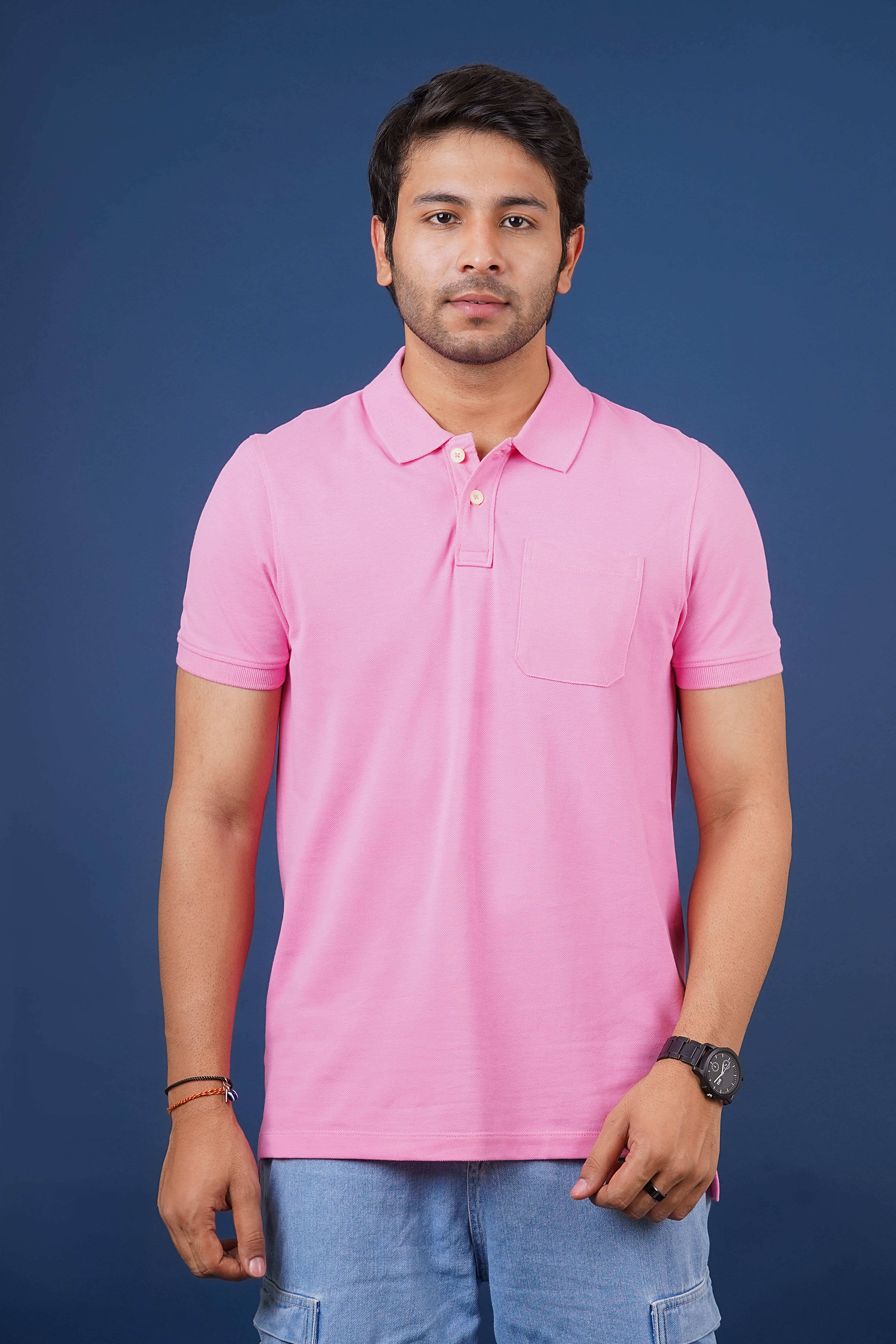     			Stalwart Pack of 1 Cotton Regular Fit Solid Half Sleeves Men's Polo T Shirt ( Pink )