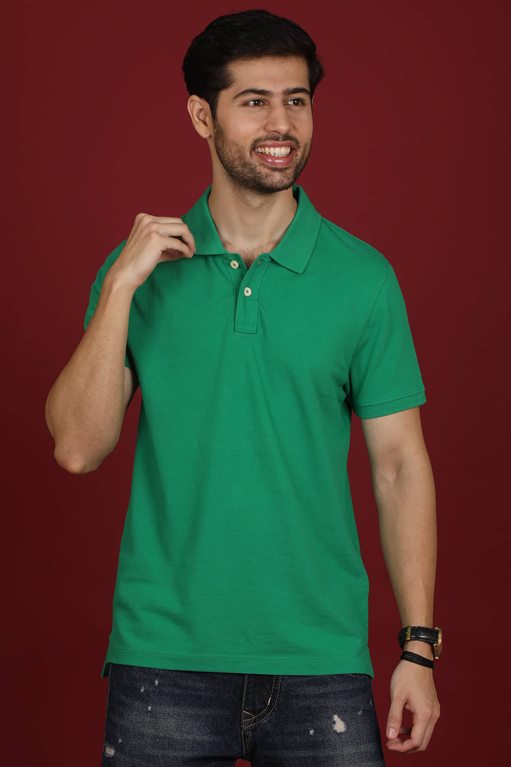 Stalwart Pack of 1 Cotton Regular Fit Solid Half Sleeves Men's Polo T Shirt ( Green ) Stalwart Pack of 1 Cotton Regular Fit Solid Half Sleeves Men's Polo T Shirt ( Green )