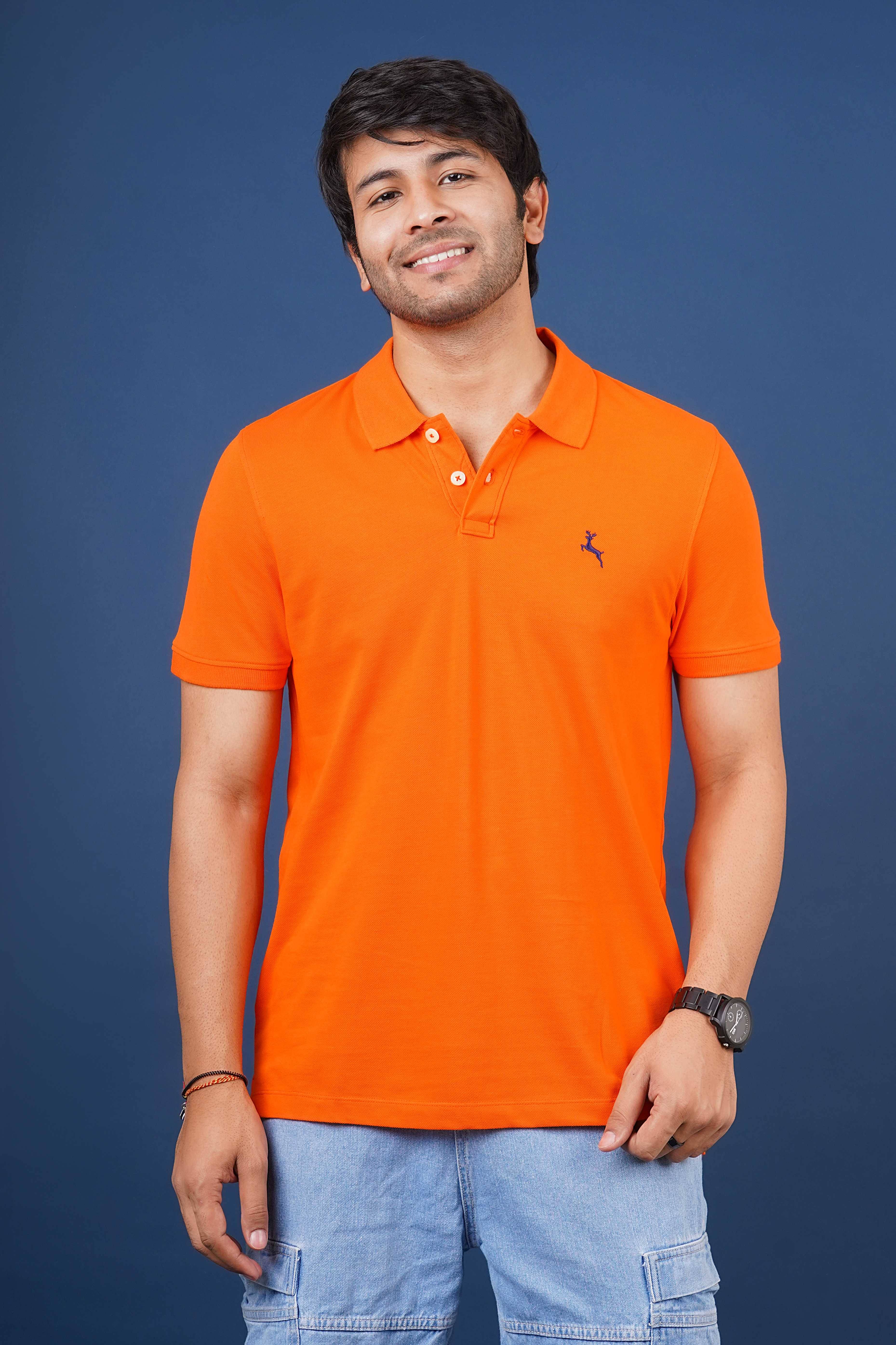     			Stalwart Pack of 1 Cotton Regular Fit Solid Half Sleeves Men's Polo T Shirt ( Orange )