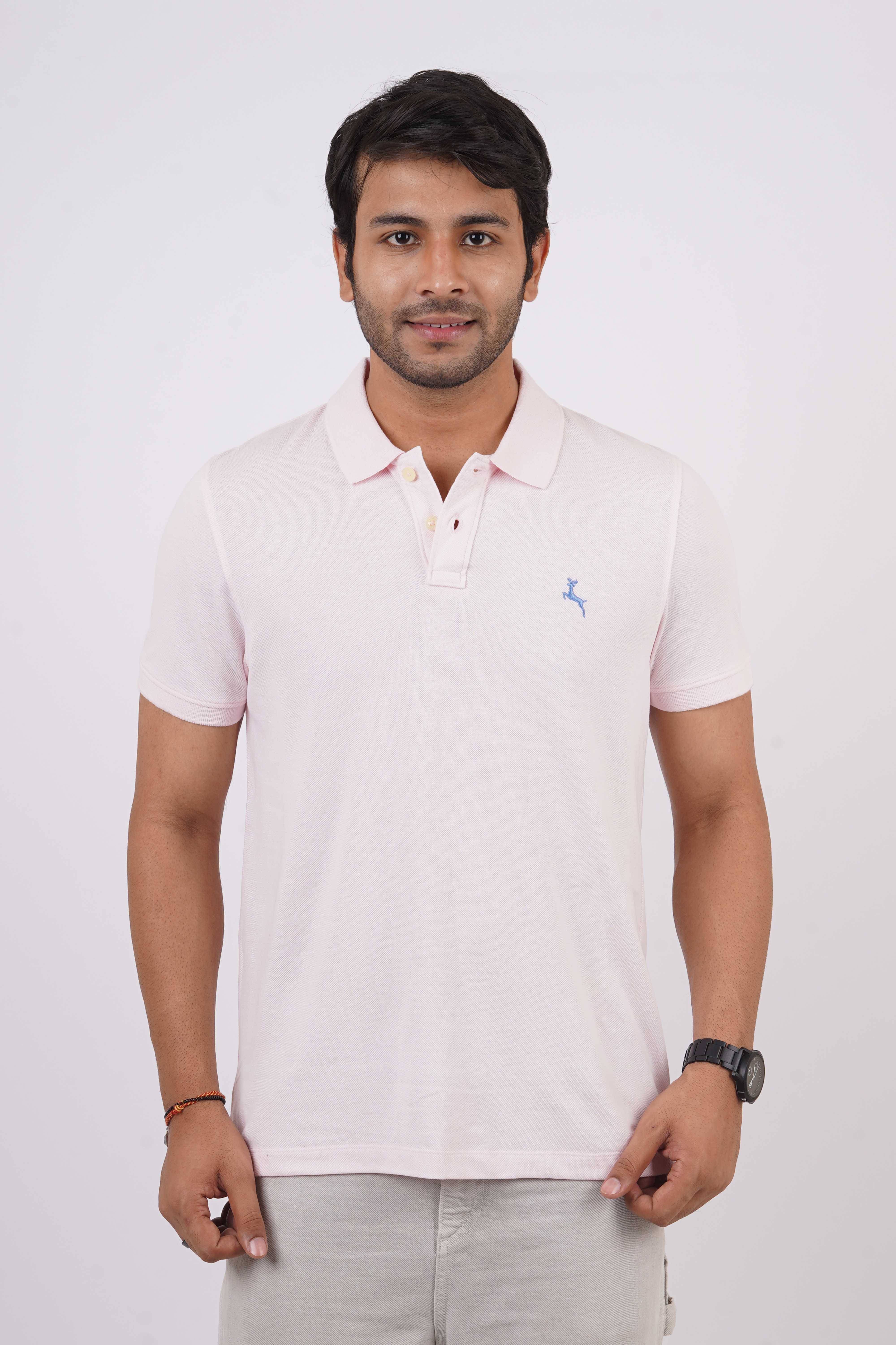     			Stalwart Pack of 1 Cotton Regular Fit Solid Half Sleeves Men's Polo T Shirt ( Pink )