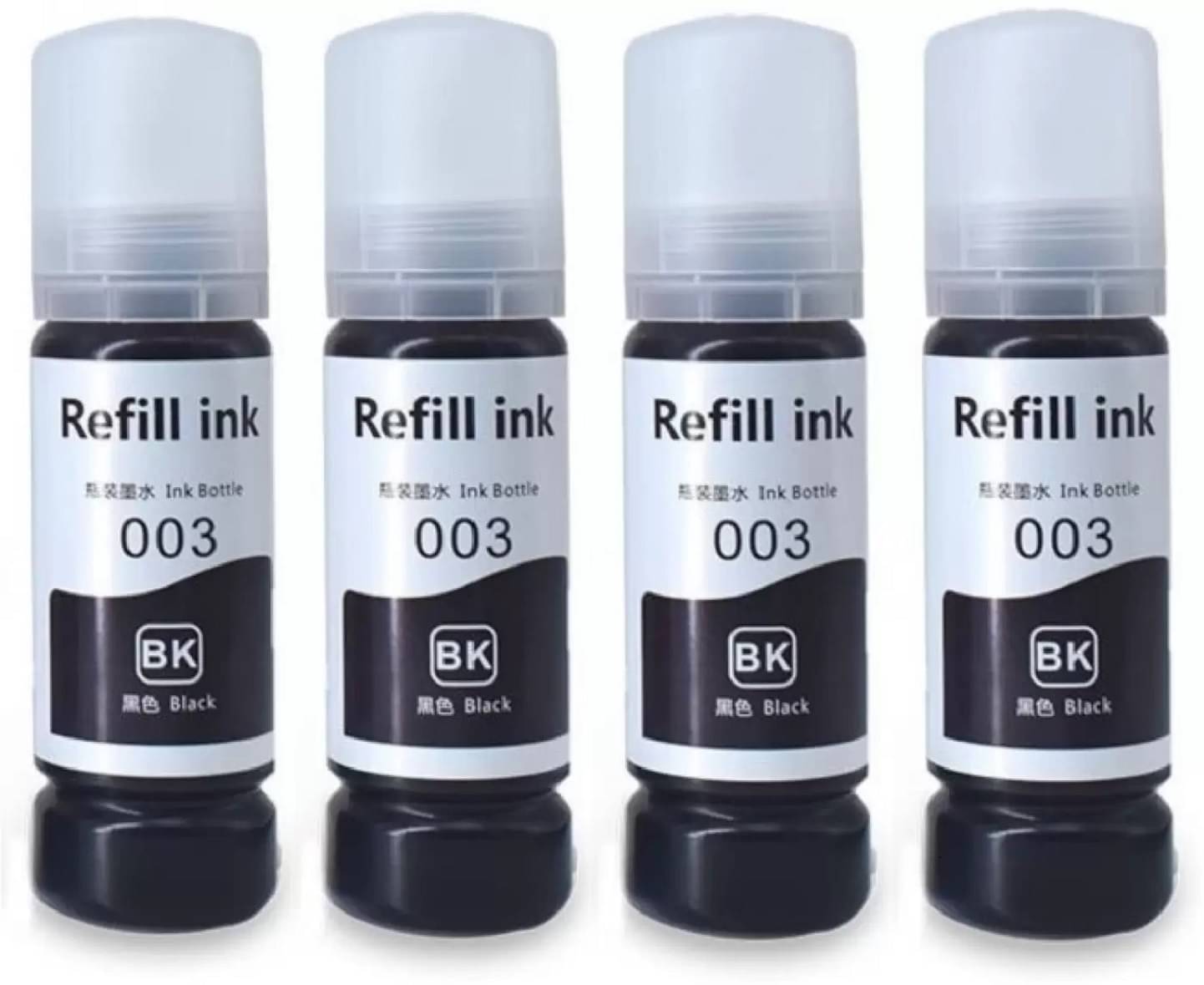 TEQUO 003 INK Black Ink ( 70 ml ) Pack of 4 For 003 Ink for E_pson L3110 L3150 L3115 L3116 L3101 L3210 L3215 L3216 L3250 L3151 L3152 L3156     			TEQUO 003 INK Black Ink ( 70 ml ) Pack of 4 For 003 Ink for E_pson L3110 L3150 L3115 L3116 L3101 L3210 L3215 L3216 L3250 L3151 L3152 L3156