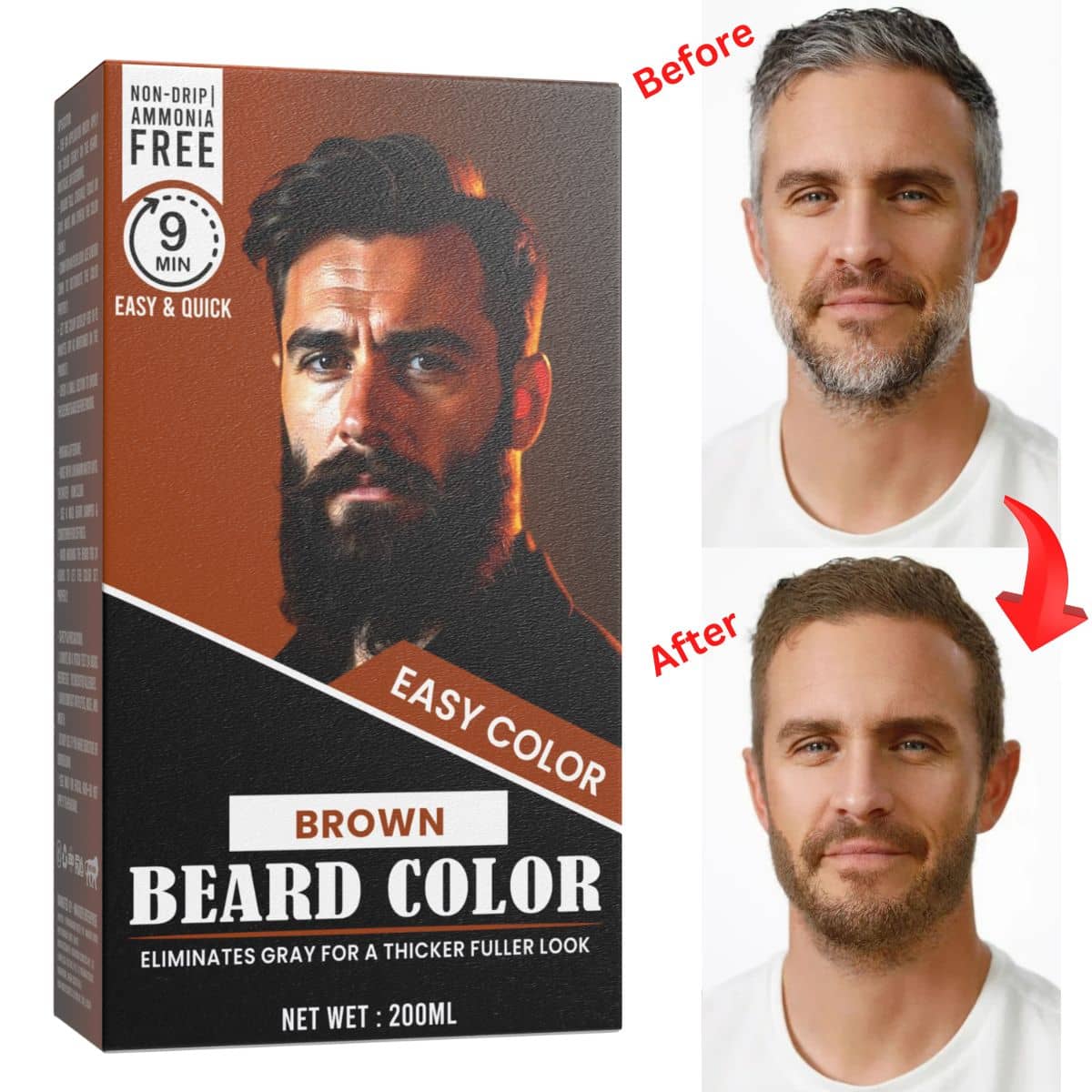WRIXTY Fruit Vinegar Beard Colour Gel Brown Instant Smooth Beard Hair Easy Use Natural Finish