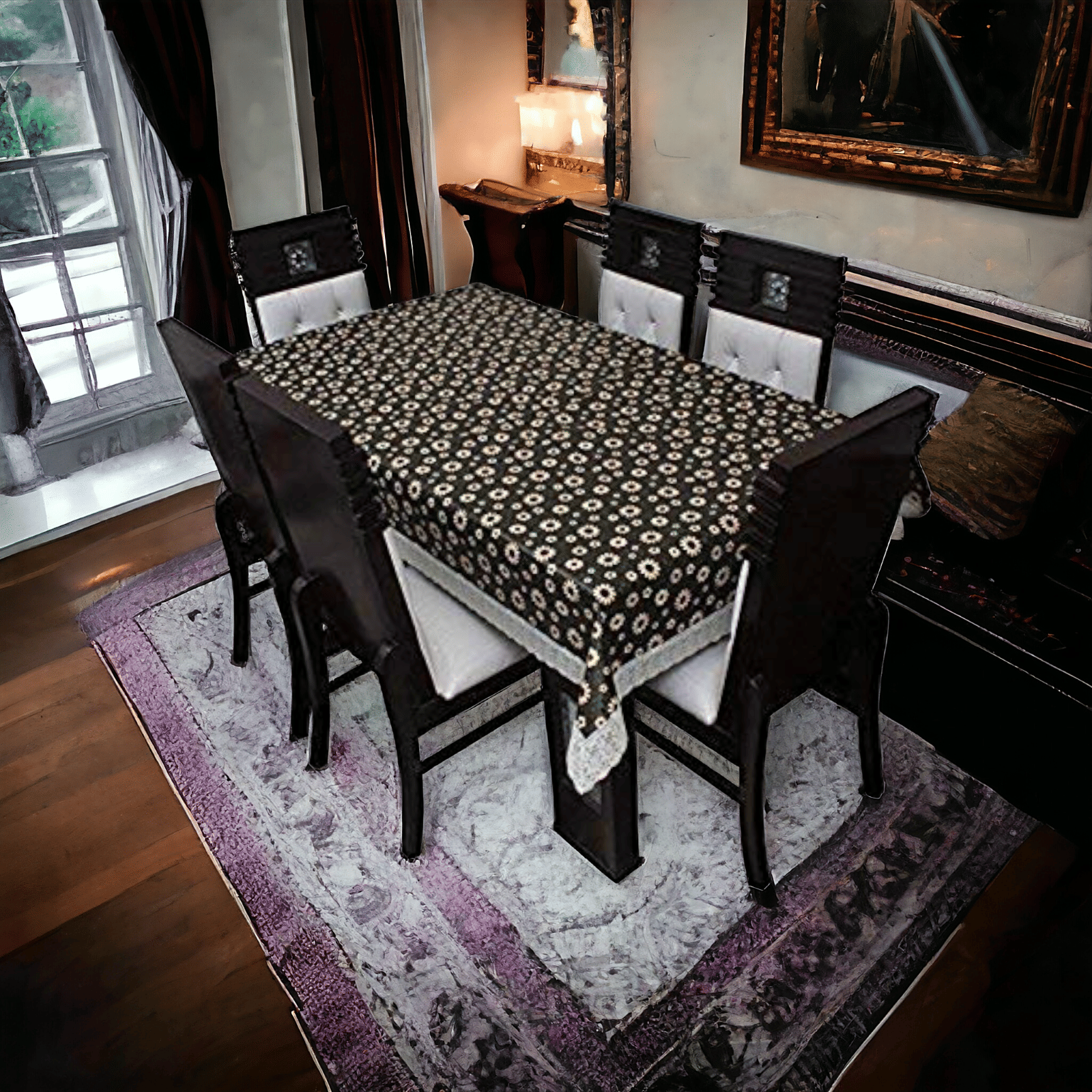     			mopak decor Embroidered Polyester 4 Seater Square Table Cover ( 152 x 102 ) cm Pack of 1 Brown