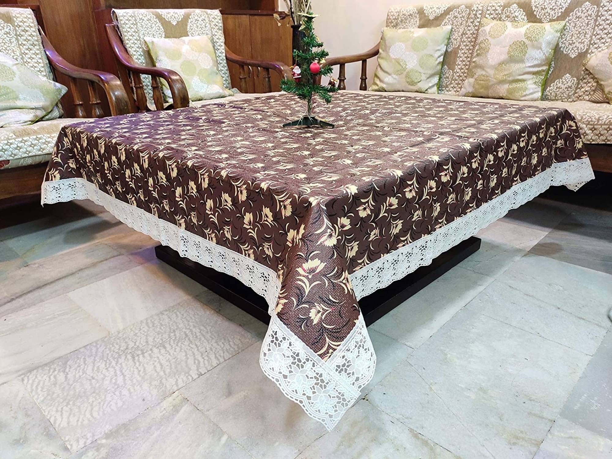 mopak decor Embroidered Polyester 4 Seater Square Table Cover ( 229 x 152 ) cm Pack of 1 Brown mopak decor Embroidered Polyester 4 Seater Square Table Cover ( 229 x 152 ) cm Pack of 1 Brown