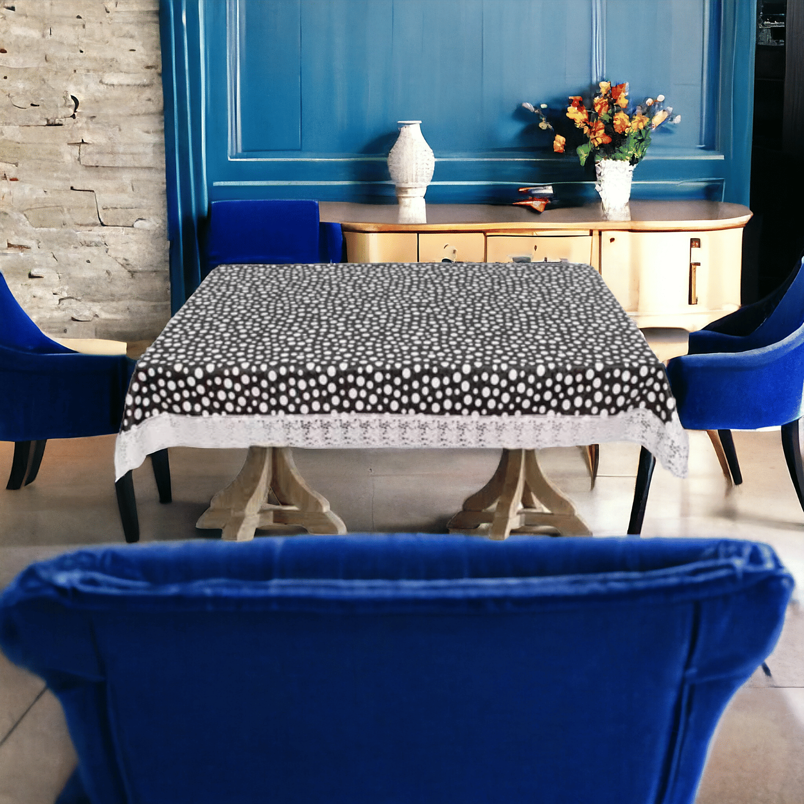 mopak decor Embroidered Polyester 4 Seater Square Table Cover ( 152 x 102 ) cm Pack of 1 Black mopak decor Embroidered Polyester 4 Seater Square Table Cover ( 152 x 102 ) cm Pack of 1 Black