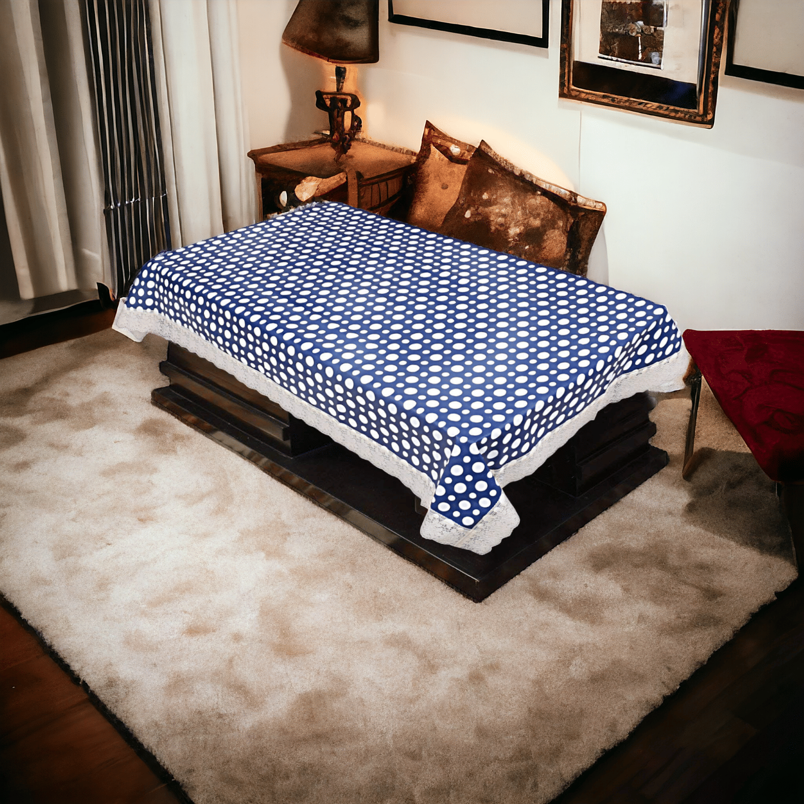 mopak decor Embroidered Polyester 6 Seater Square Table Cover ( 229 x 152 ) cm Pack of 1 Blue mopak decor Embroidered Polyester 6 Seater Square Table Cover ( 229 x 152 ) cm Pack of 1 Blue