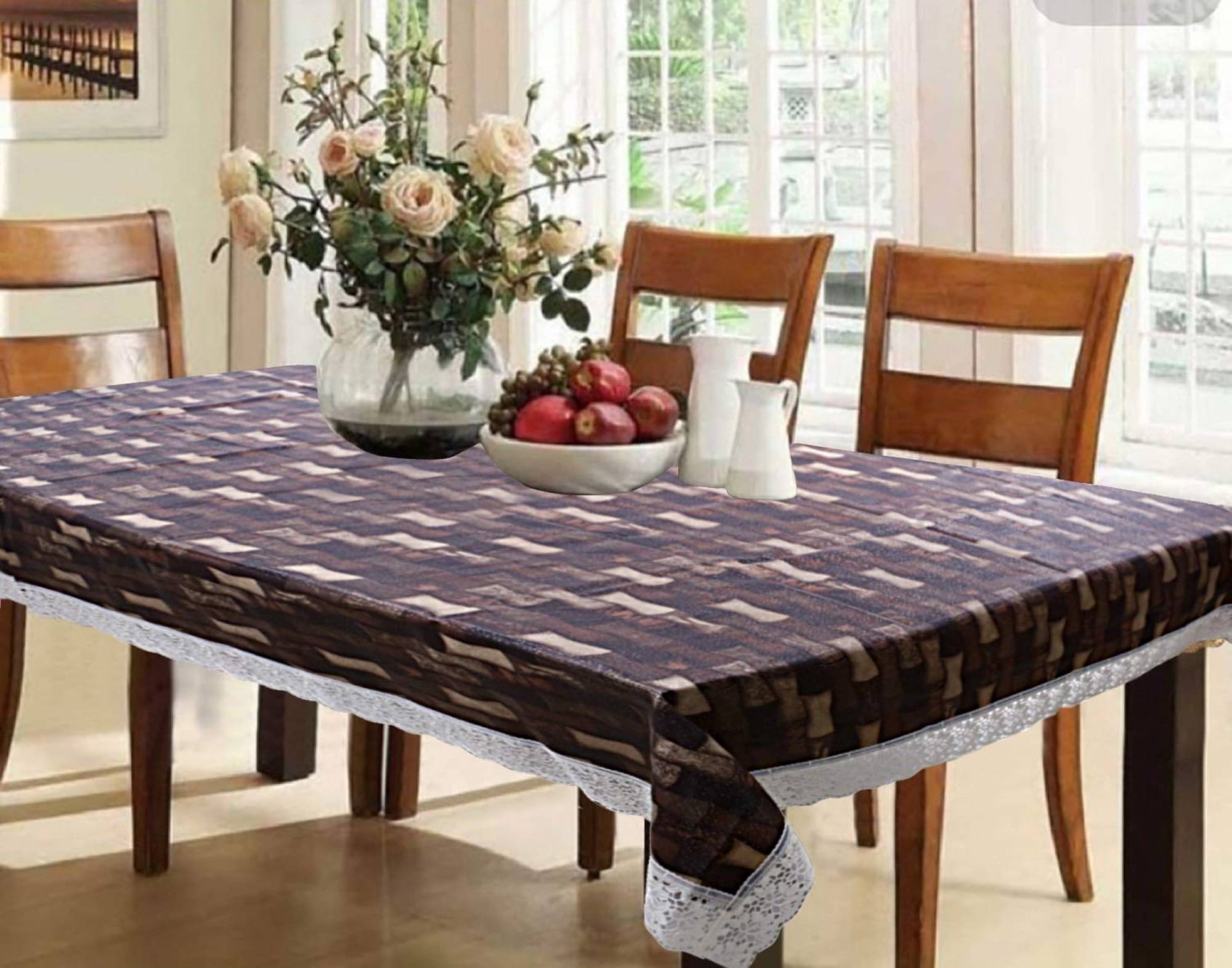 mopak decor Embroidered Polyester 6 Seater Square Table Cover ( 229 x 152 ) cm Pack of 1 Brown mopak decor Embroidered Polyester 6 Seater Square Table Cover ( 229 x 152 ) cm Pack of 1 Brown