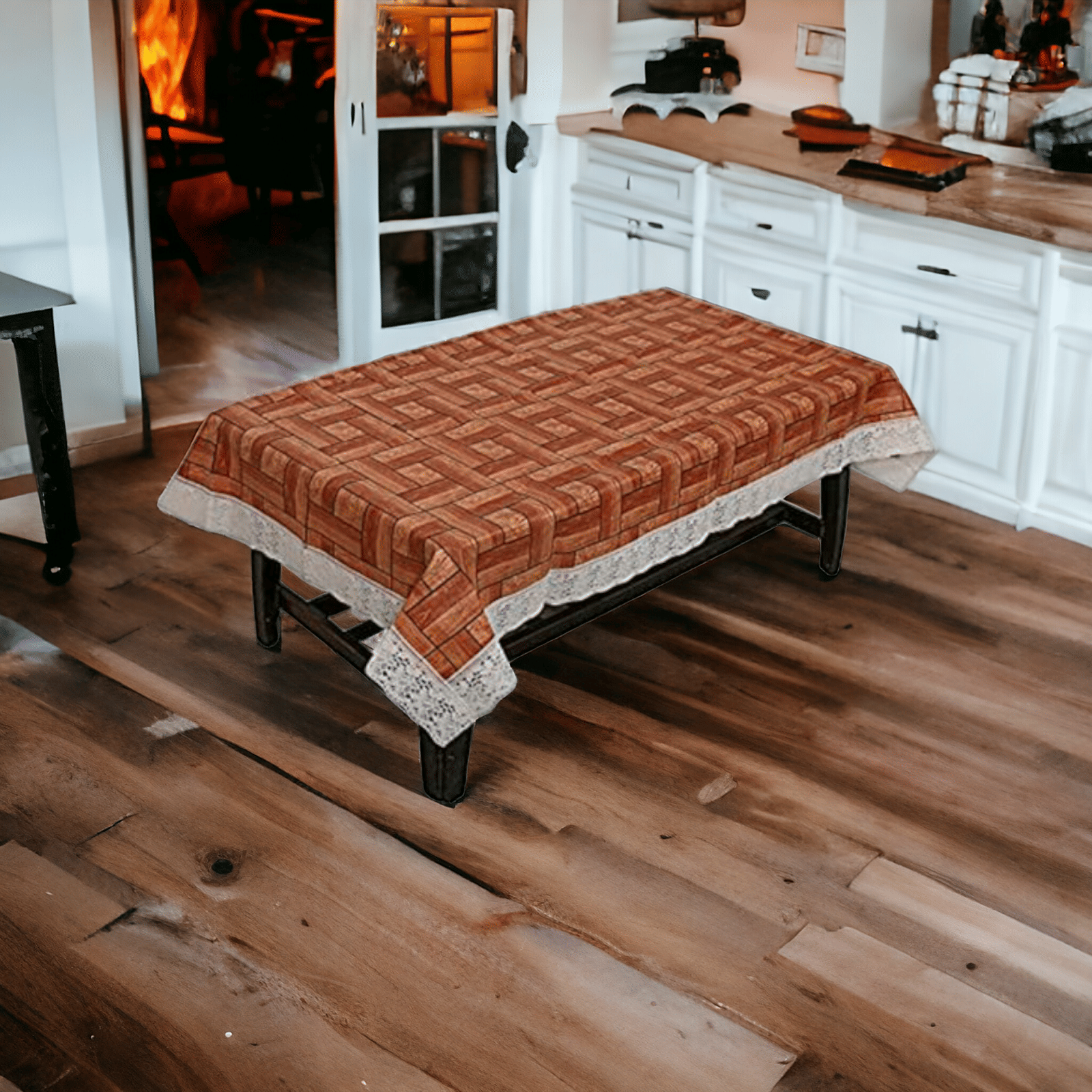 mopak decor Printed Polyester 4 Seater Square Table Cover ( 152 x 102 ) cm Pack of 1 Brown mopak decor Printed Polyester 4 Seater Square Table Cover ( 152 x 102 ) cm Pack of 1 Brown