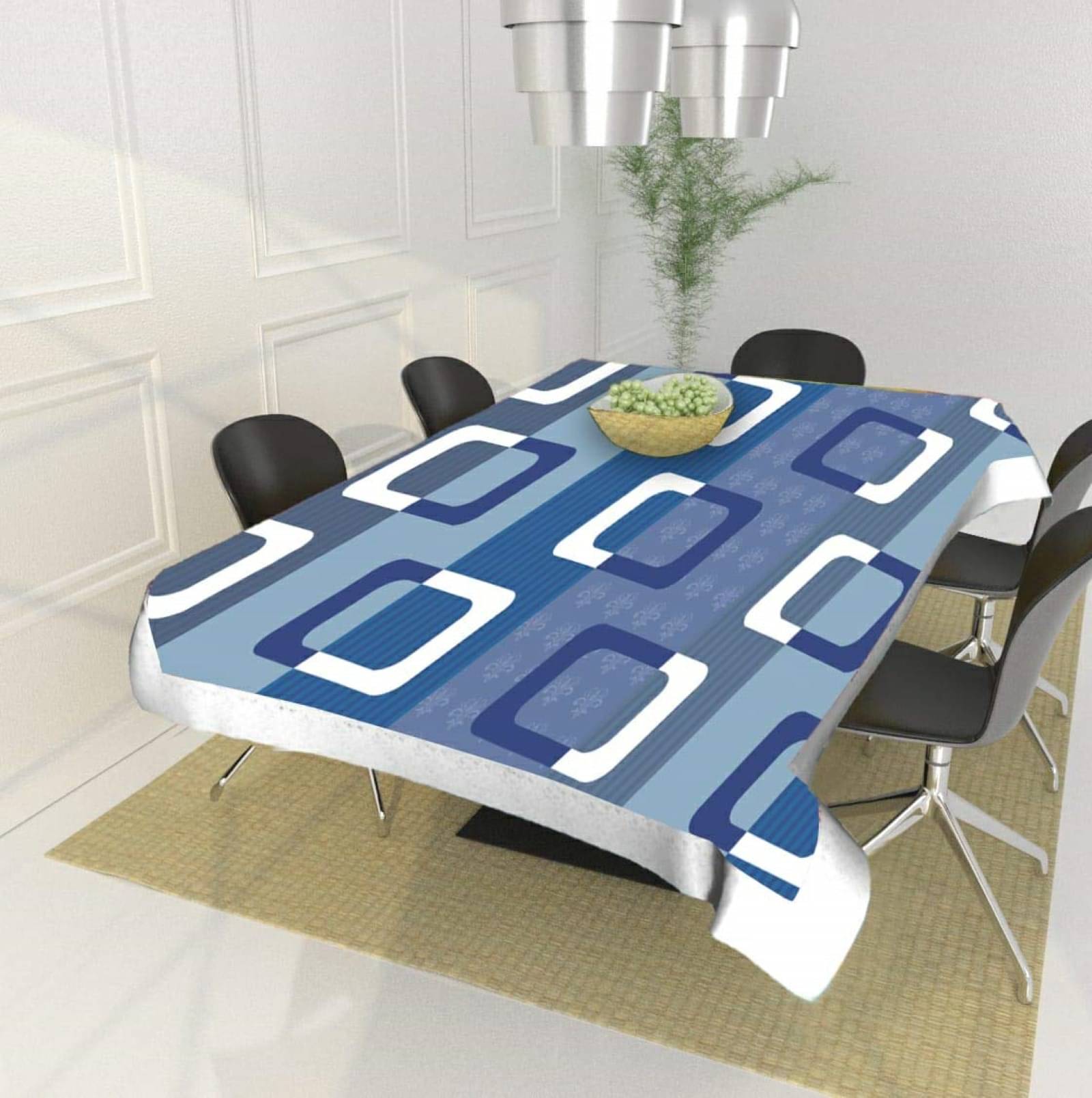 mopak decor Printed Polyester 6 Seater Square Table Cover ( 229 x 152 ) cm Pack of 1 Blue mopak decor Printed Polyester 6 Seater Square Table Cover ( 229 x 152 ) cm Pack of 1 Blue