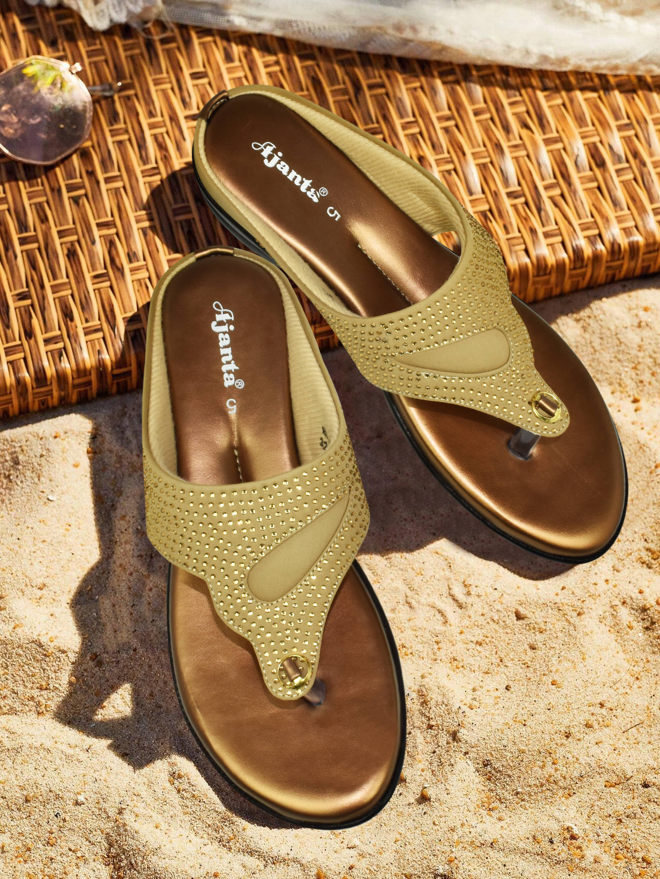     			Ajanta Gold Women's Flats