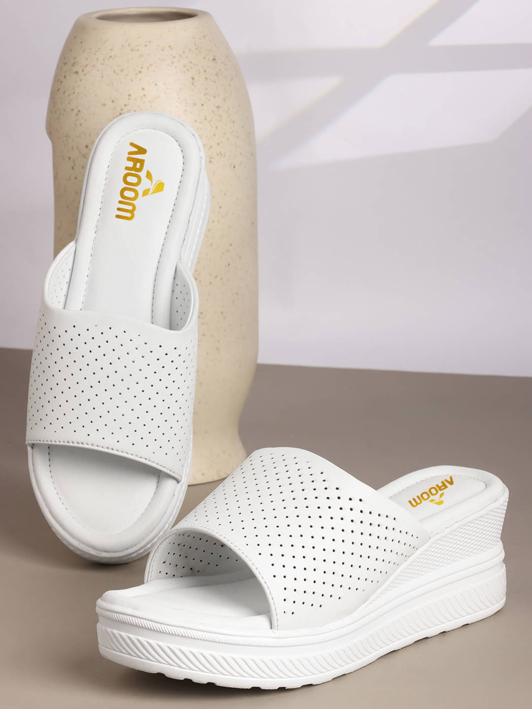 Aroom White Women's Slip On Heels Aroom White Women's Slip On Heels