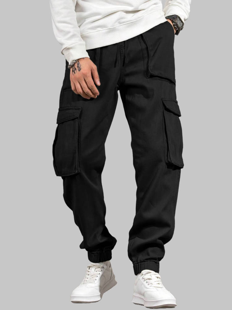     			Eyebogler Regular Flat Men's Cargos - Black ( Pack of 1 )