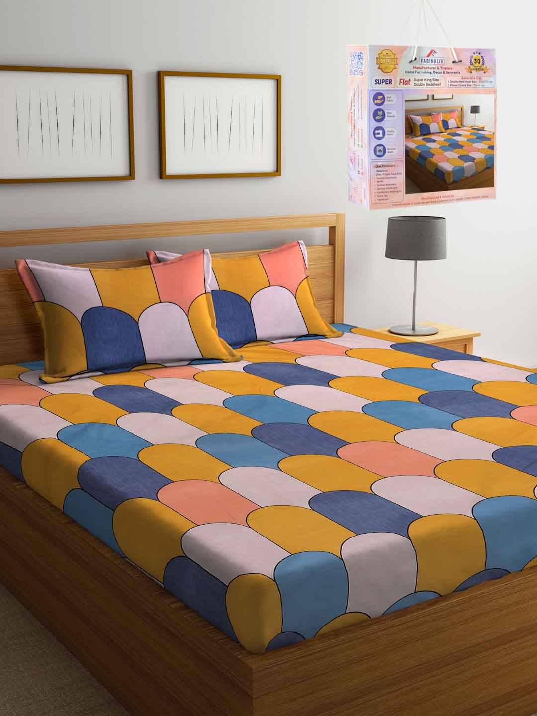 FABINALIV Poly Cotton 1 Double King Bedsheet with 2 Pillow Covers ( Yellow ) FABINALIV Poly Cotton 1 Double King Bedsheet with 2 Pillow Covers ( Yellow )