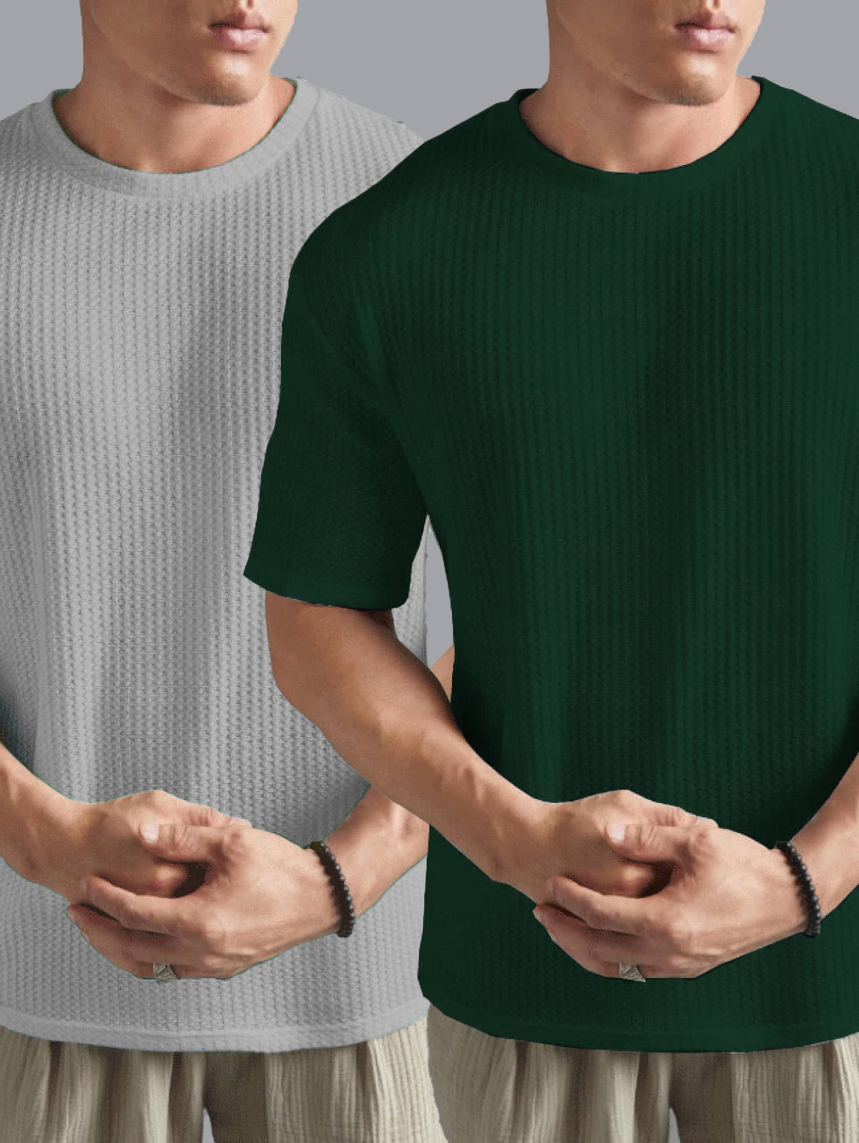     			KICKBUDS Cotton Blend Regular Fit Solid Half Sleeves Men's Round T-Shirt - Dark Green ( Pack of 2 )