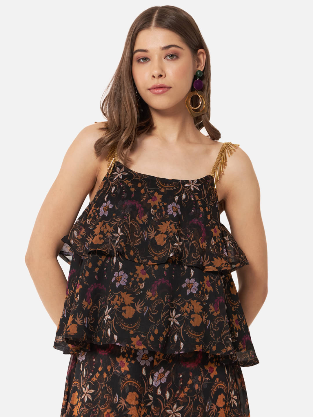     			OTIRA Women's Georgette Regular Top ( Black )