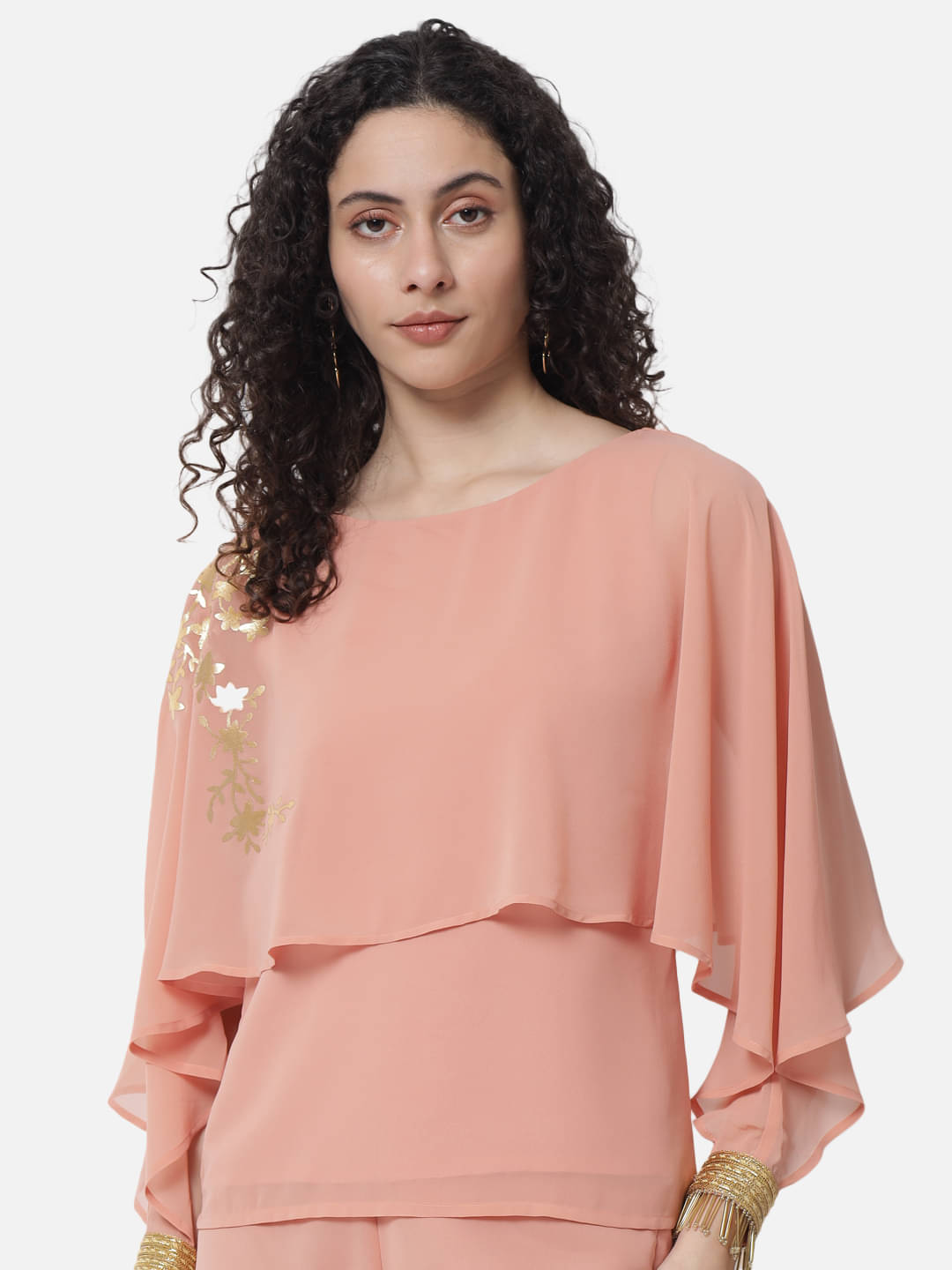 OTIRA Women's Georgette Regular Top ( Peach ) OTIRA Women's Georgette Regular Top ( Peach )