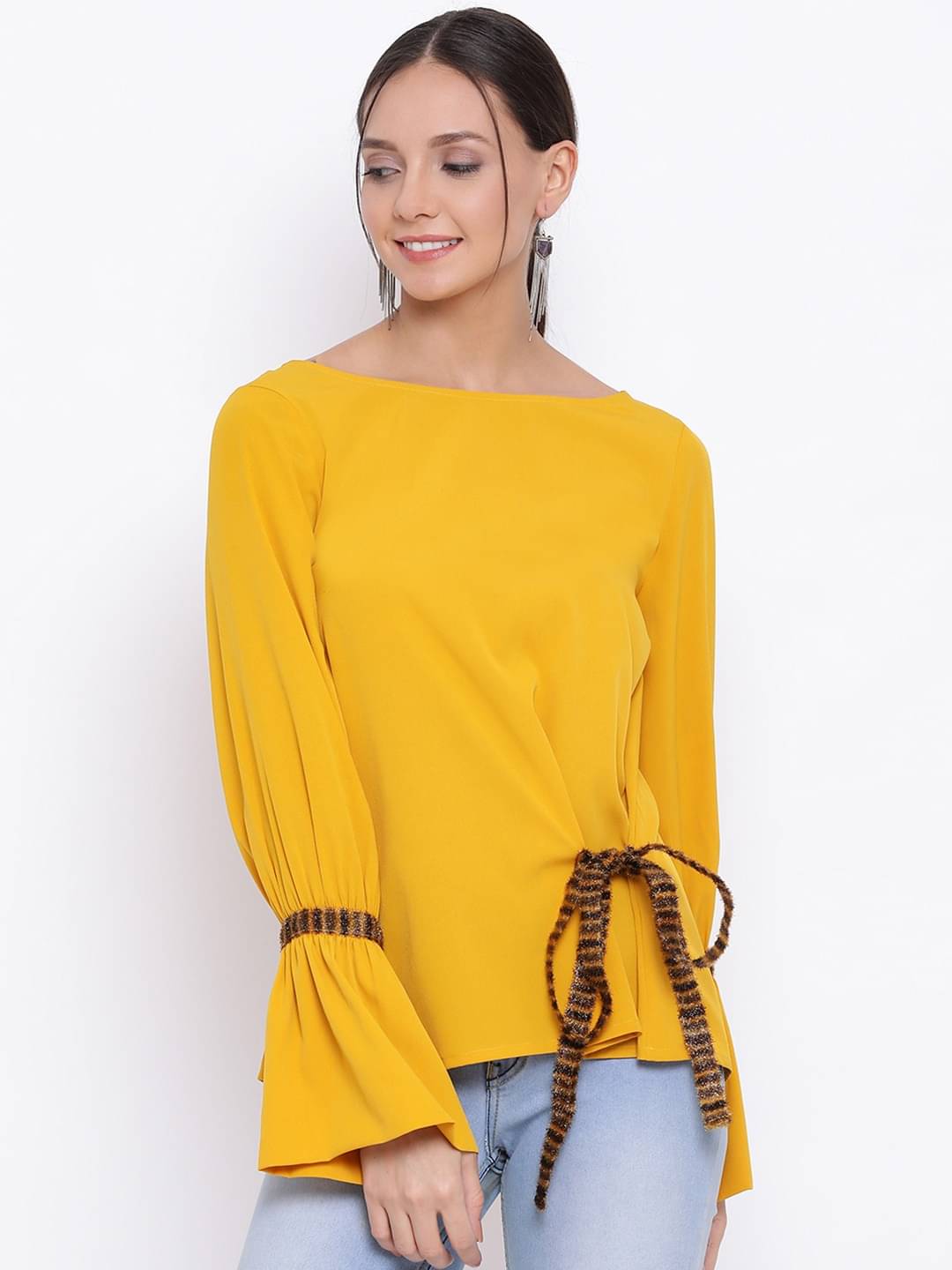     			OTIRA Women's Crepe Regular Top ( Yellow )