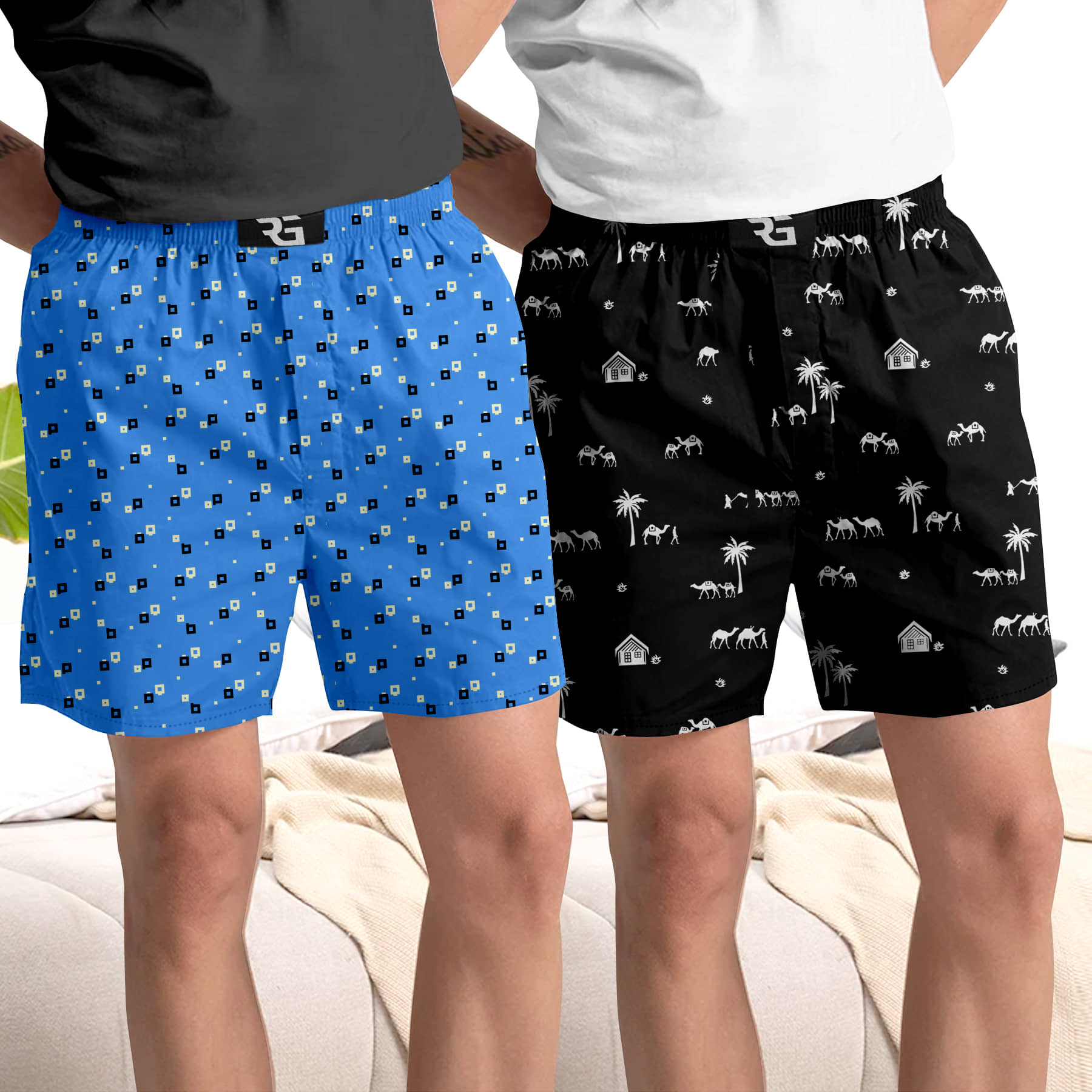 Riglozi Pack of 2 Cotton Boxers For Men's ( Assorted 2 )