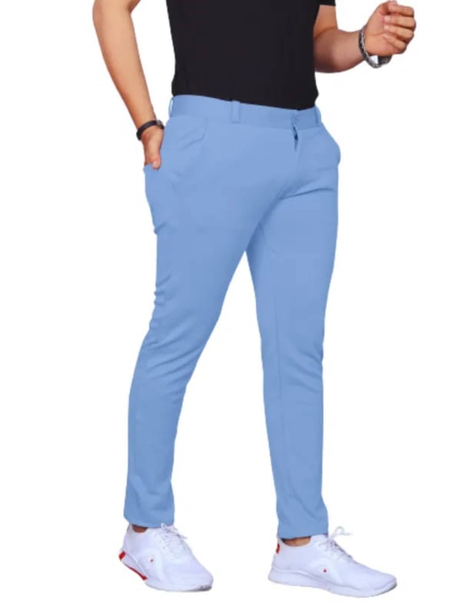     			ikigai Regular Flat Men's Chinos - Light Blue ( Pack of 1 )