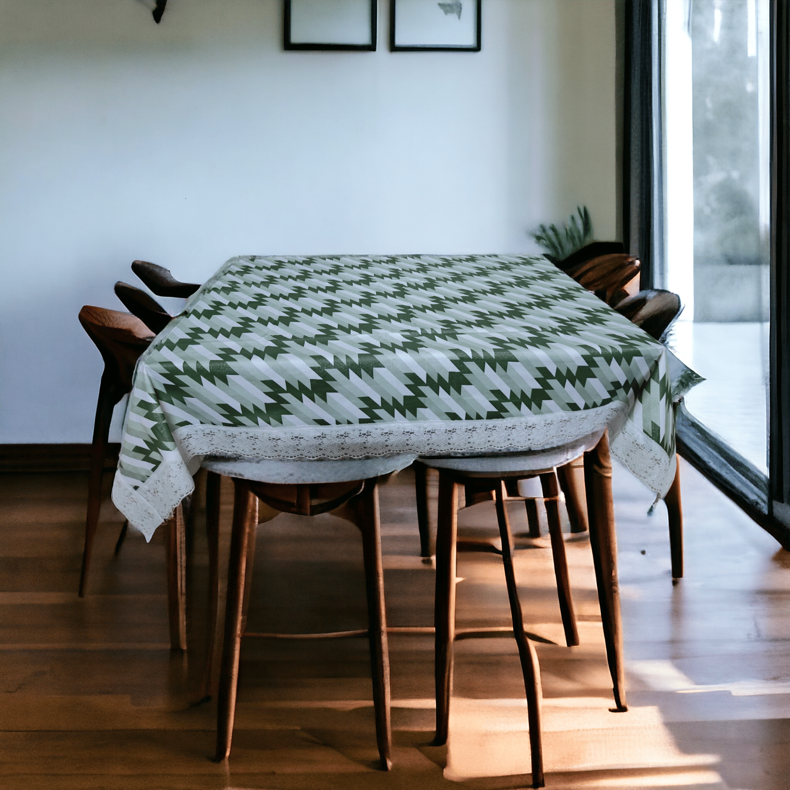 mopak decor Printed Polyester 4 Seater Square Table Cover ( 152 x 102 ) cm Pack of 1 Green mopak decor Printed Polyester 4 Seater Square Table Cover ( 152 x 102 ) cm Pack of 1 Green