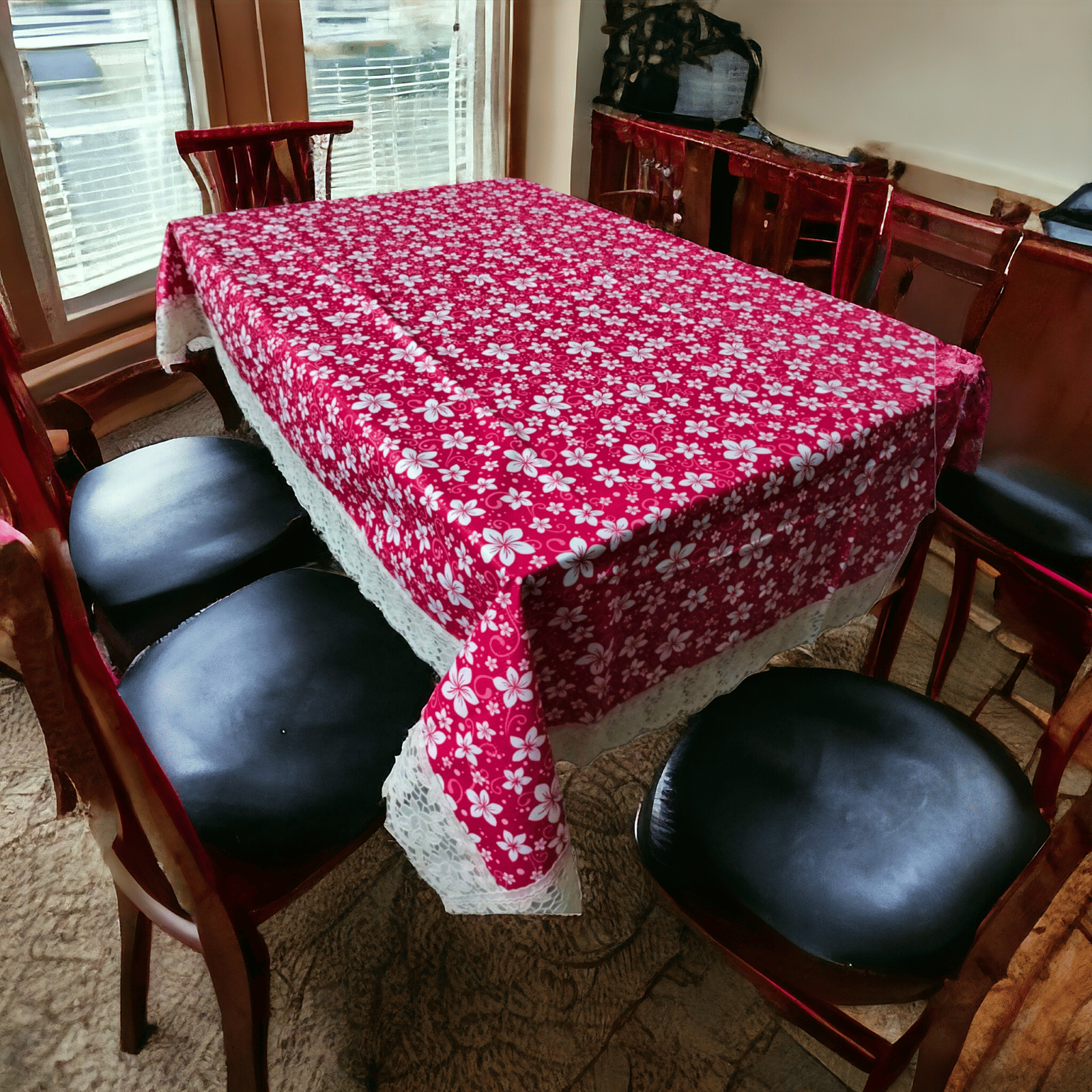     			mopak decor Printed Polyester 4 Seater Square Table Cover ( 152 x 102 ) cm Pack of 1 Purple
