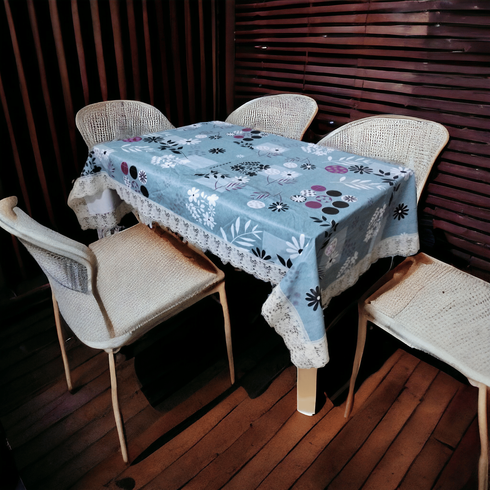mopak decor Printed Polyester 4 Seater Square Table Cover ( 229 x 152 ) cm Pack of 1 Green
