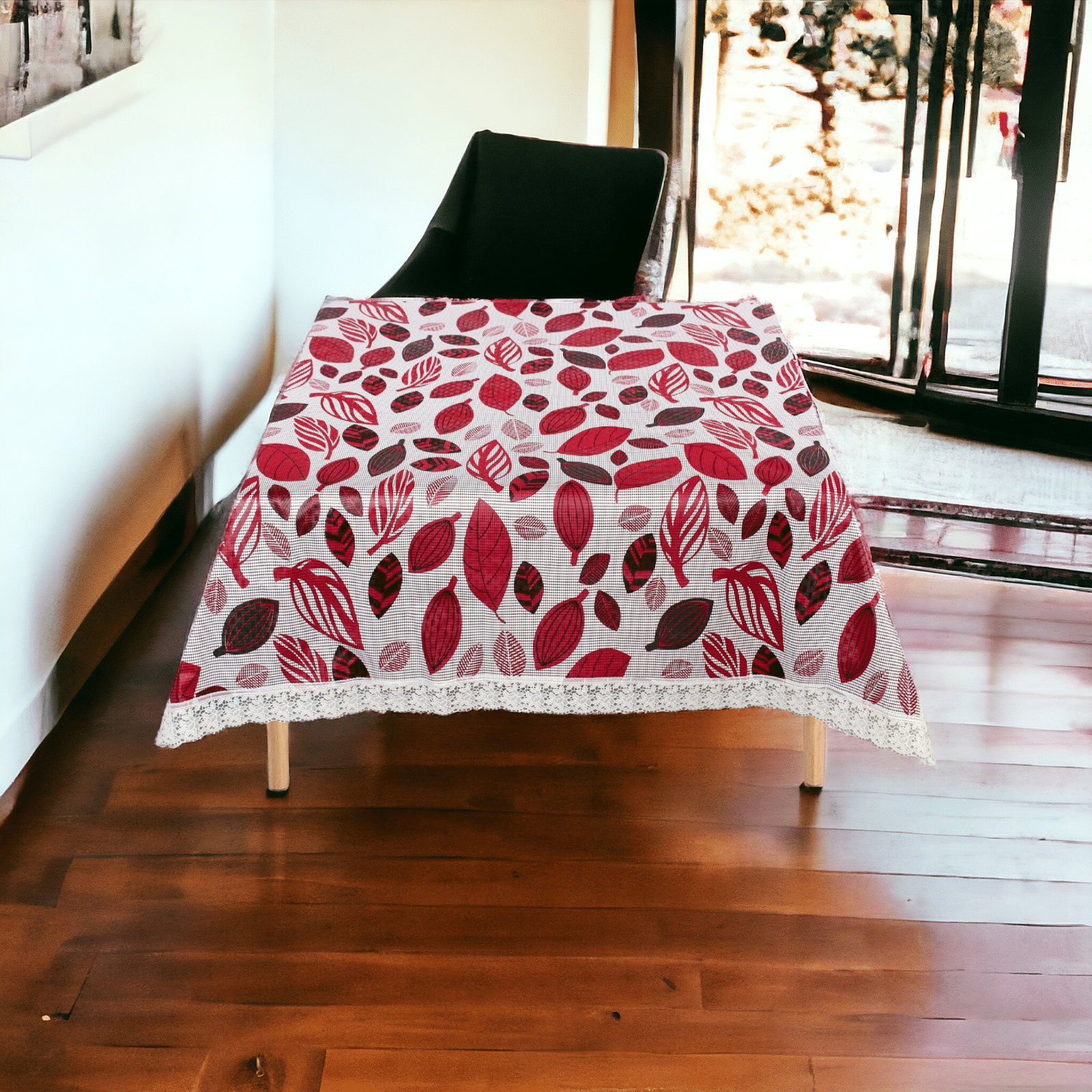     			mopak decor Printed Polyester 4 Seater Square Table Cover ( 152 x 102 ) cm Pack of 1 Red