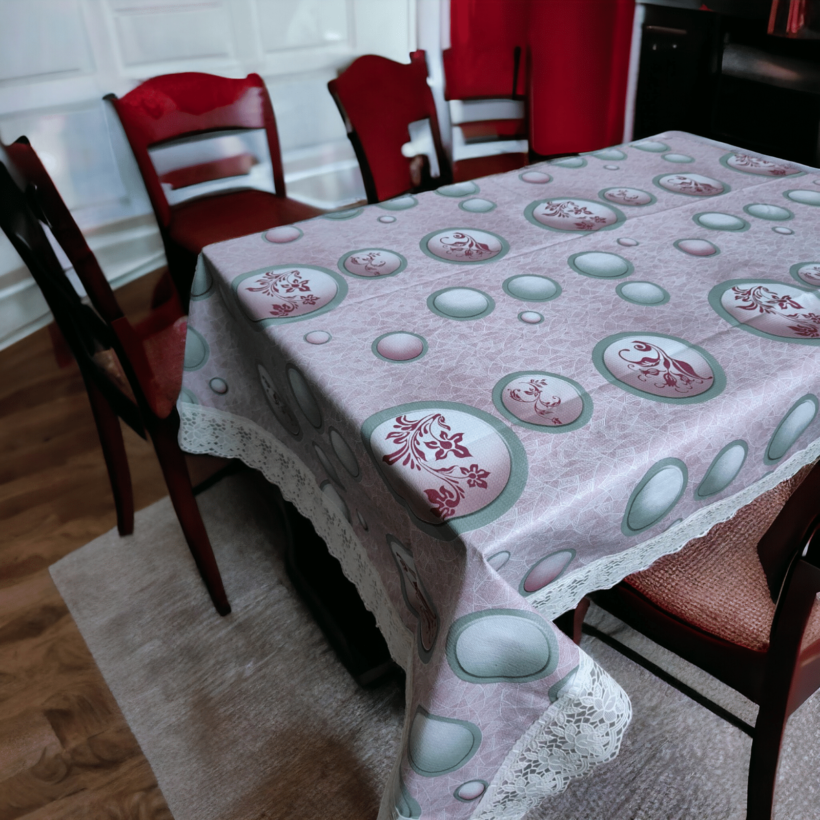 mopak decor Printed Polyester 4 Seater Square Table Cover ( 152 x 102 ) cm Pack of 1 Pink mopak decor Printed Polyester 4 Seater Square Table Cover ( 152 x 102 ) cm Pack of 1 Pink