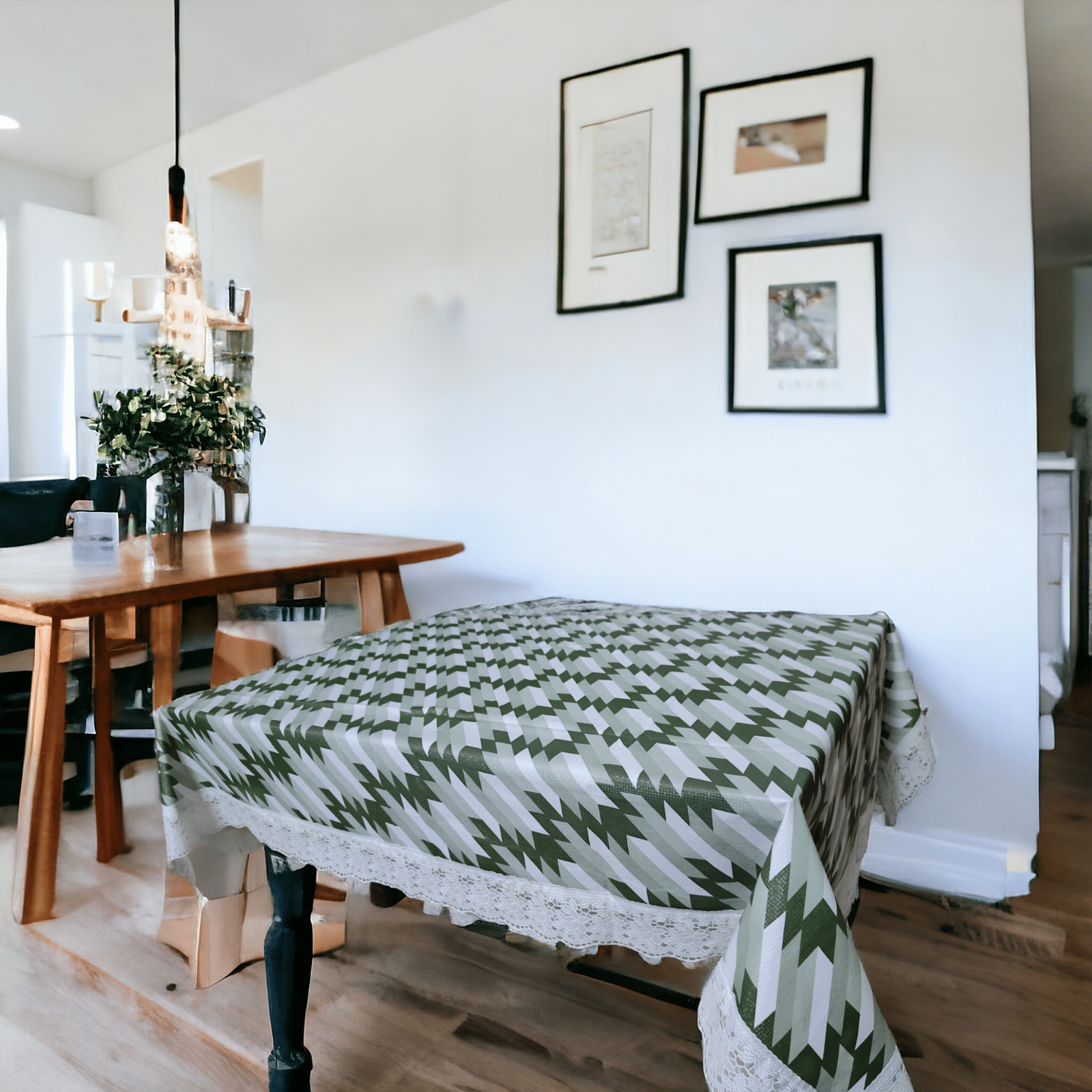     			mopak decor Printed Polyester 6 Seater Rectangle Table Cover ( 229 x 152 ) cm Pack of 1 Green