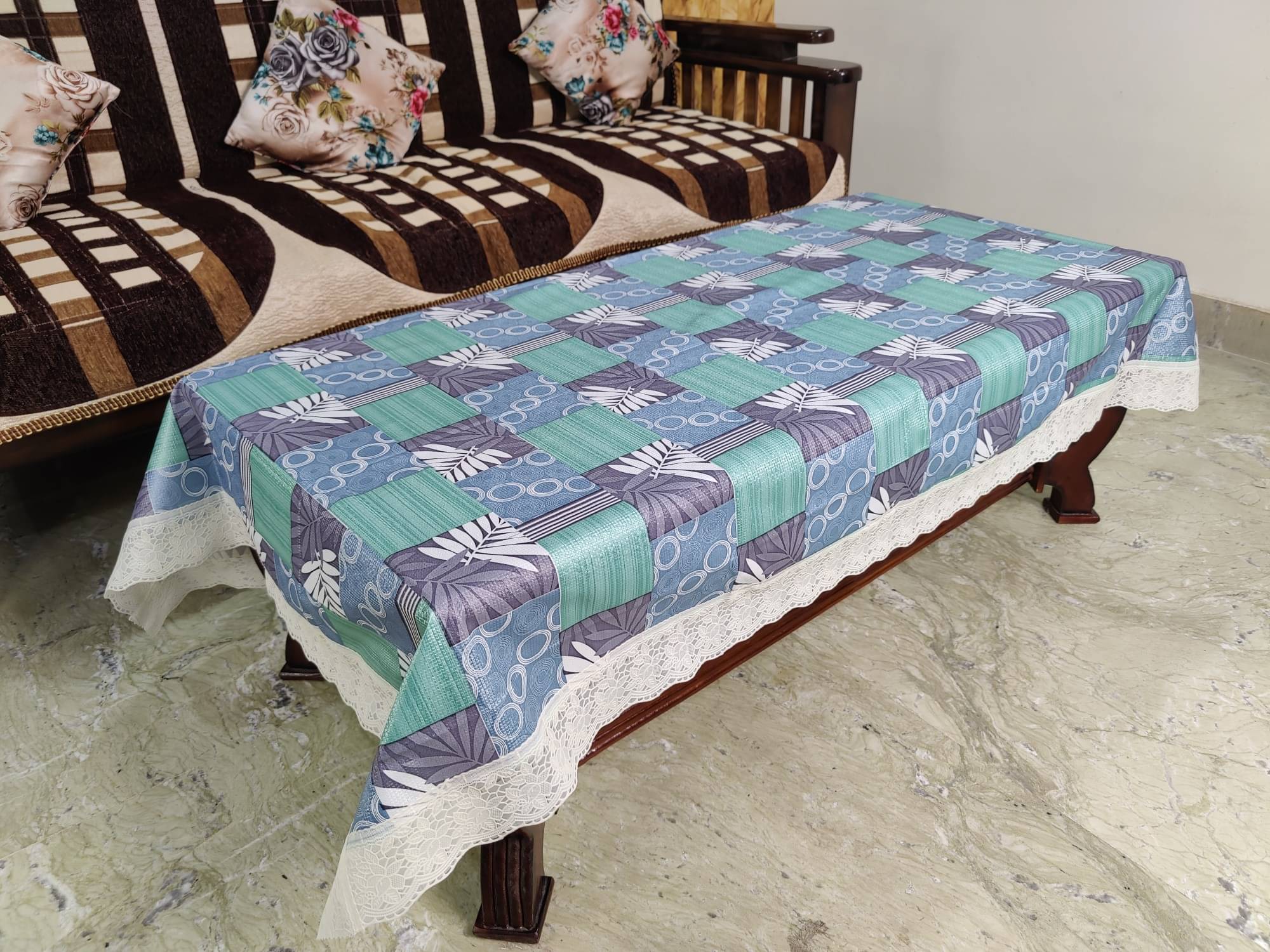 mopak decor Printed Polyester 6 Seater Rectangle Table Cover ( 229 x 152 ) cm Pack of 1 Green mopak decor Printed Polyester 6 Seater Rectangle Table Cover ( 229 x 152 ) cm Pack of 1 Green