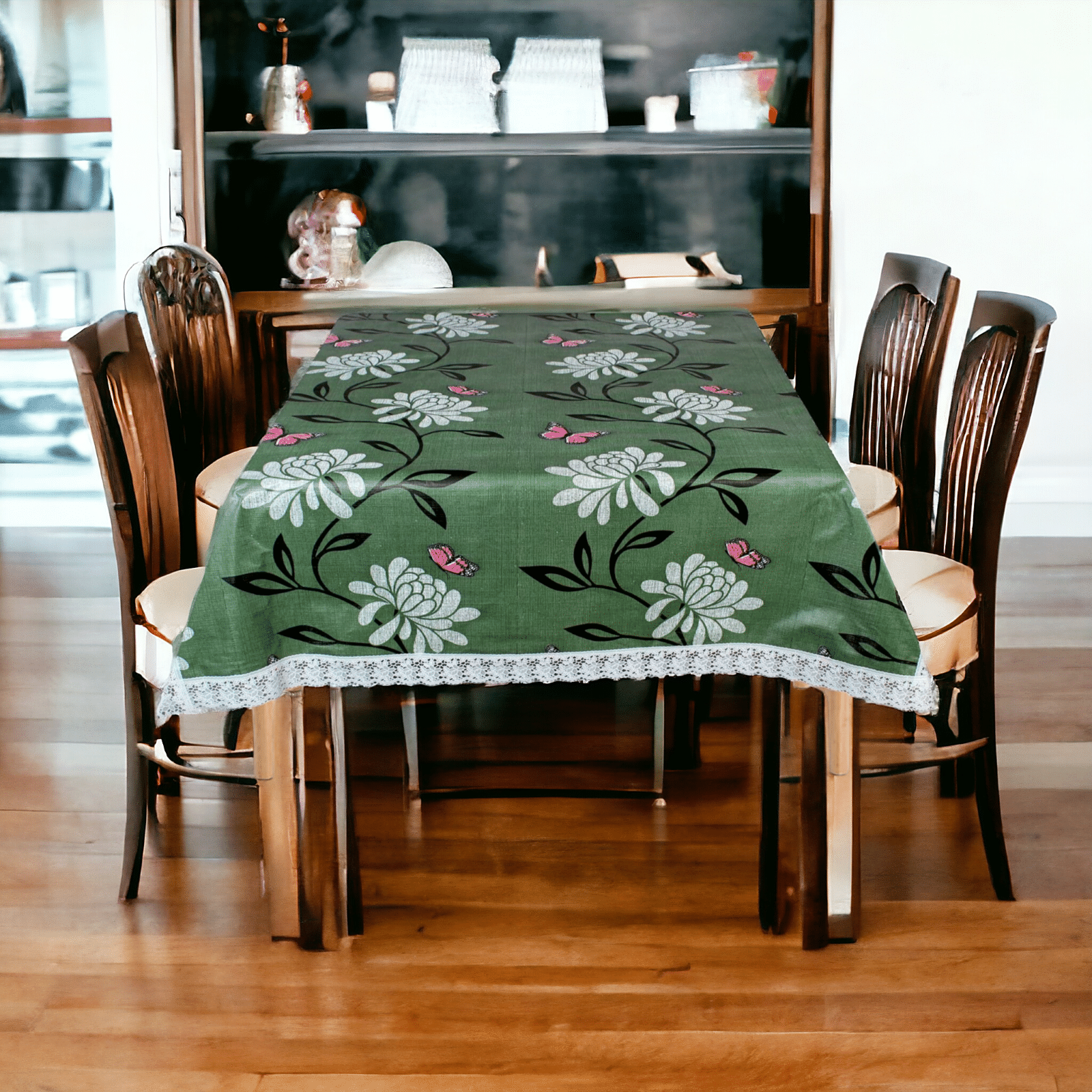 mopak decor Printed Polyester 6 Seater Rectangle Table Cover ( 229 x 152 ) cm Pack of 1 Green mopak decor Printed Polyester 6 Seater Rectangle Table Cover ( 229 x 152 ) cm Pack of 1 Green