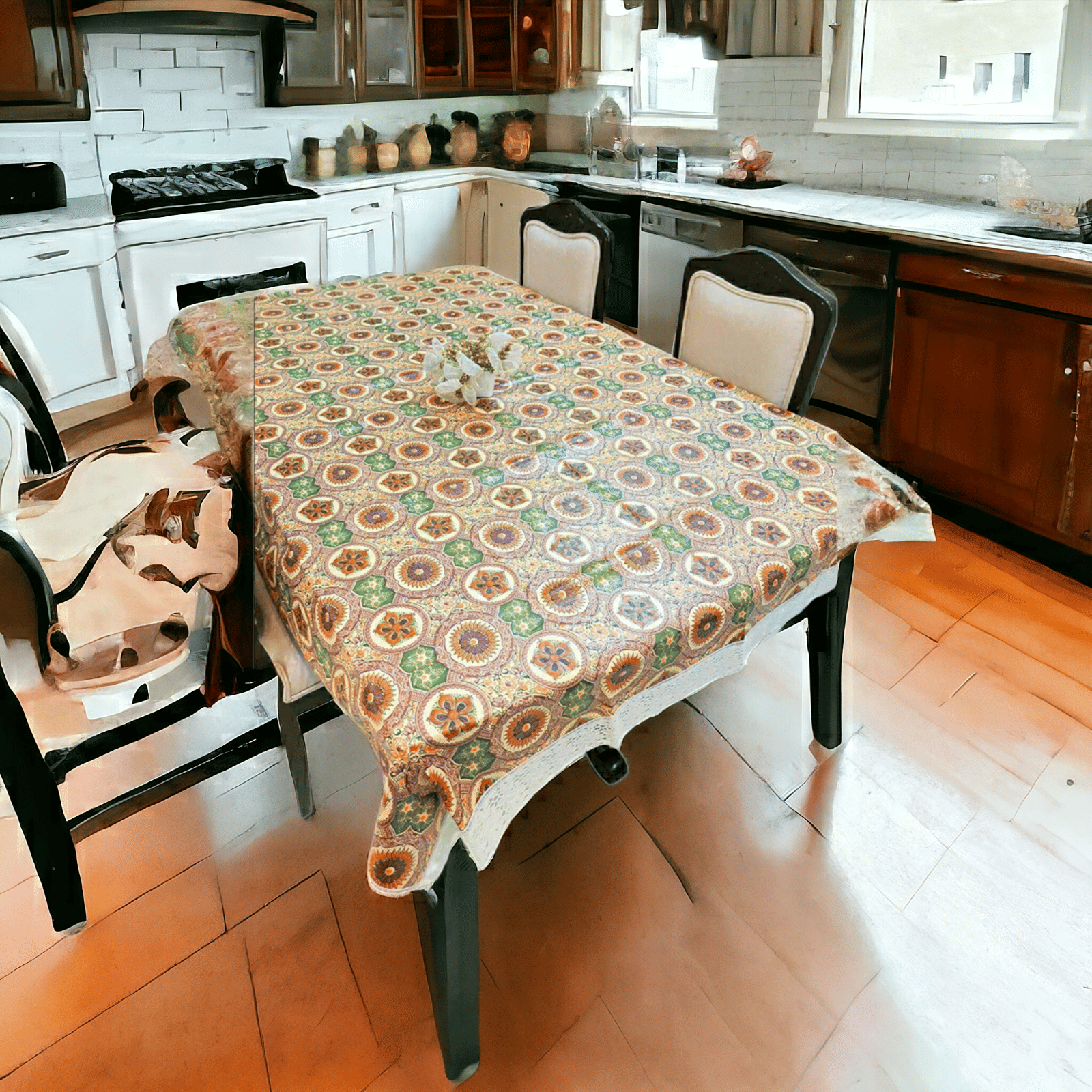     			mopak decor Printed Polyester 6 Seater Rectangle Table Cover ( 152 x 102 ) cm Pack of 1 Orange