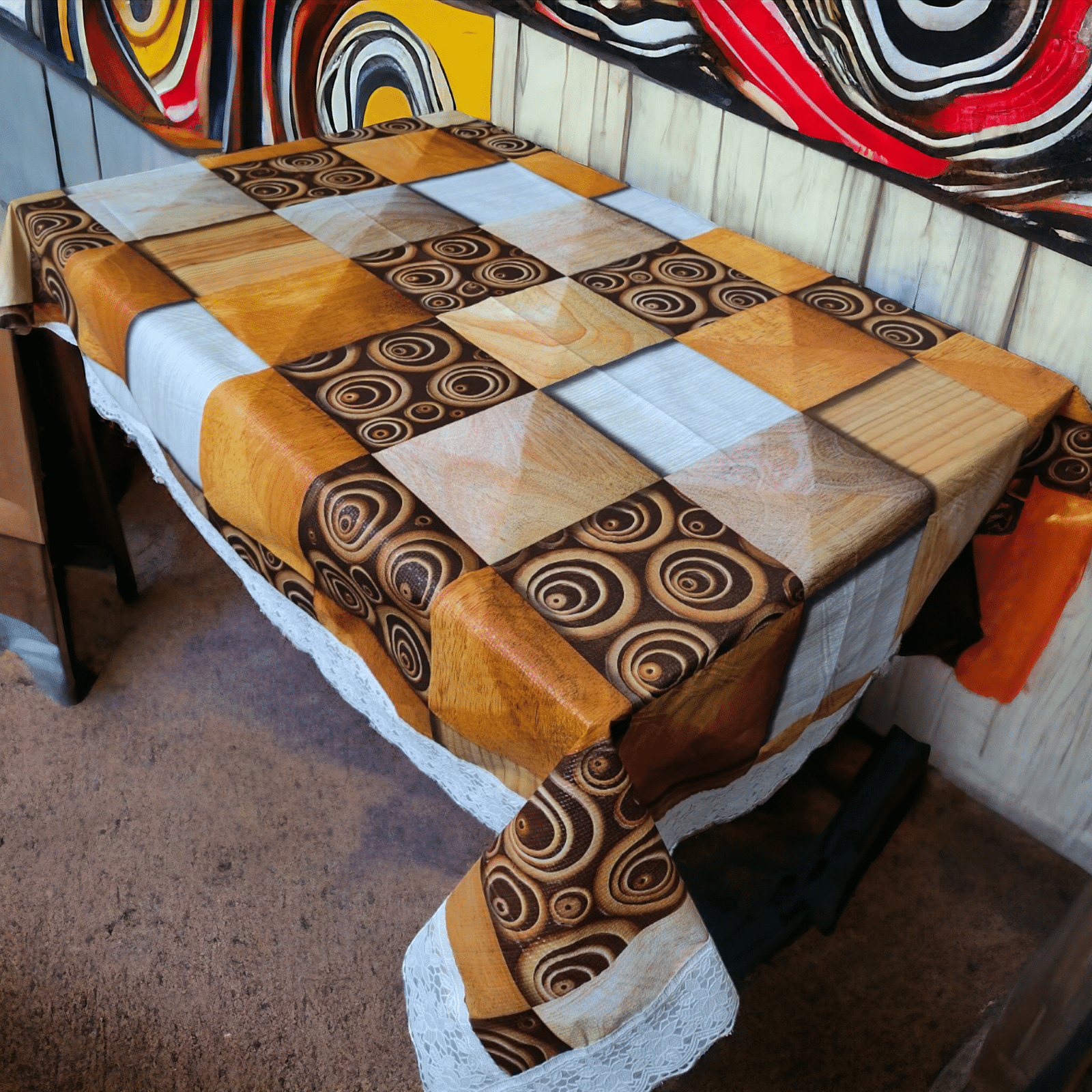 mopak decor Printed Polyester 6 Seater Rectangle Table Cover ( 152 x 102 ) cm Pack of 1 Gold mopak decor Printed Polyester 6 Seater Rectangle Table Cover ( 152 x 102 ) cm Pack of 1 Gold