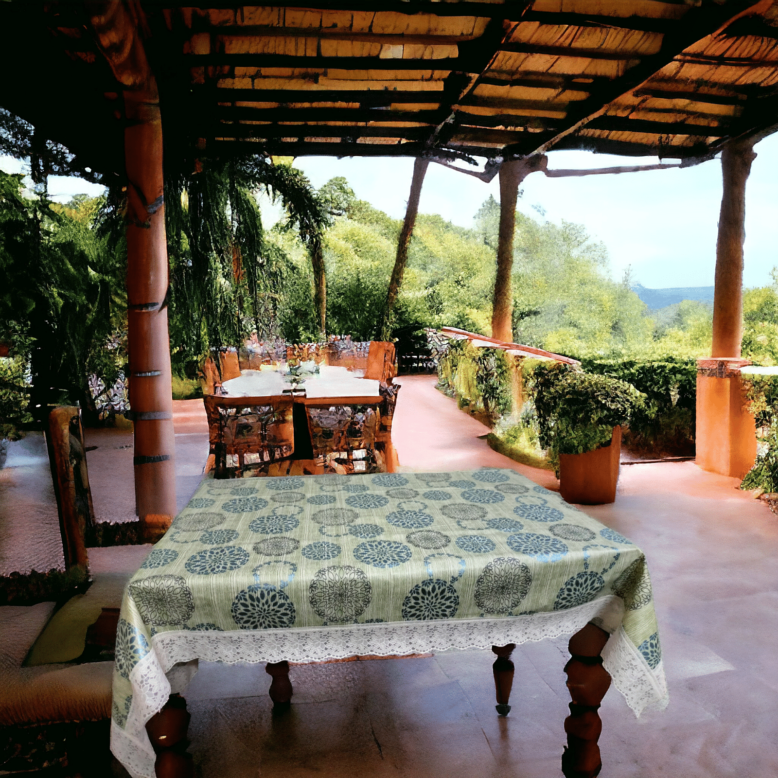 mopak decor Printed Polyester 6 Seater Rectangle Table Cover ( 152 x 102 ) cm Pack of 1 Green mopak decor Printed Polyester 6 Seater Rectangle Table Cover ( 152 x 102 ) cm Pack of 1 Green