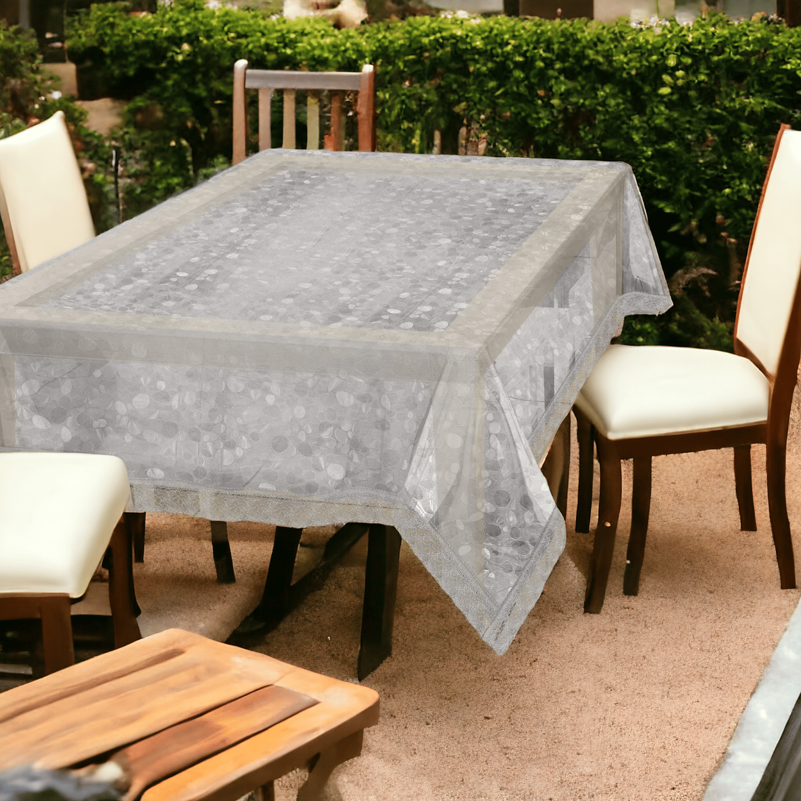 mopak decor Self Design Polyester 4 Seater Square Table Cover ( 152 x 102 ) cm Pack of 1 White mopak decor Self Design Polyester 4 Seater Square Table Cover ( 152 x 102 ) cm Pack of 1 White