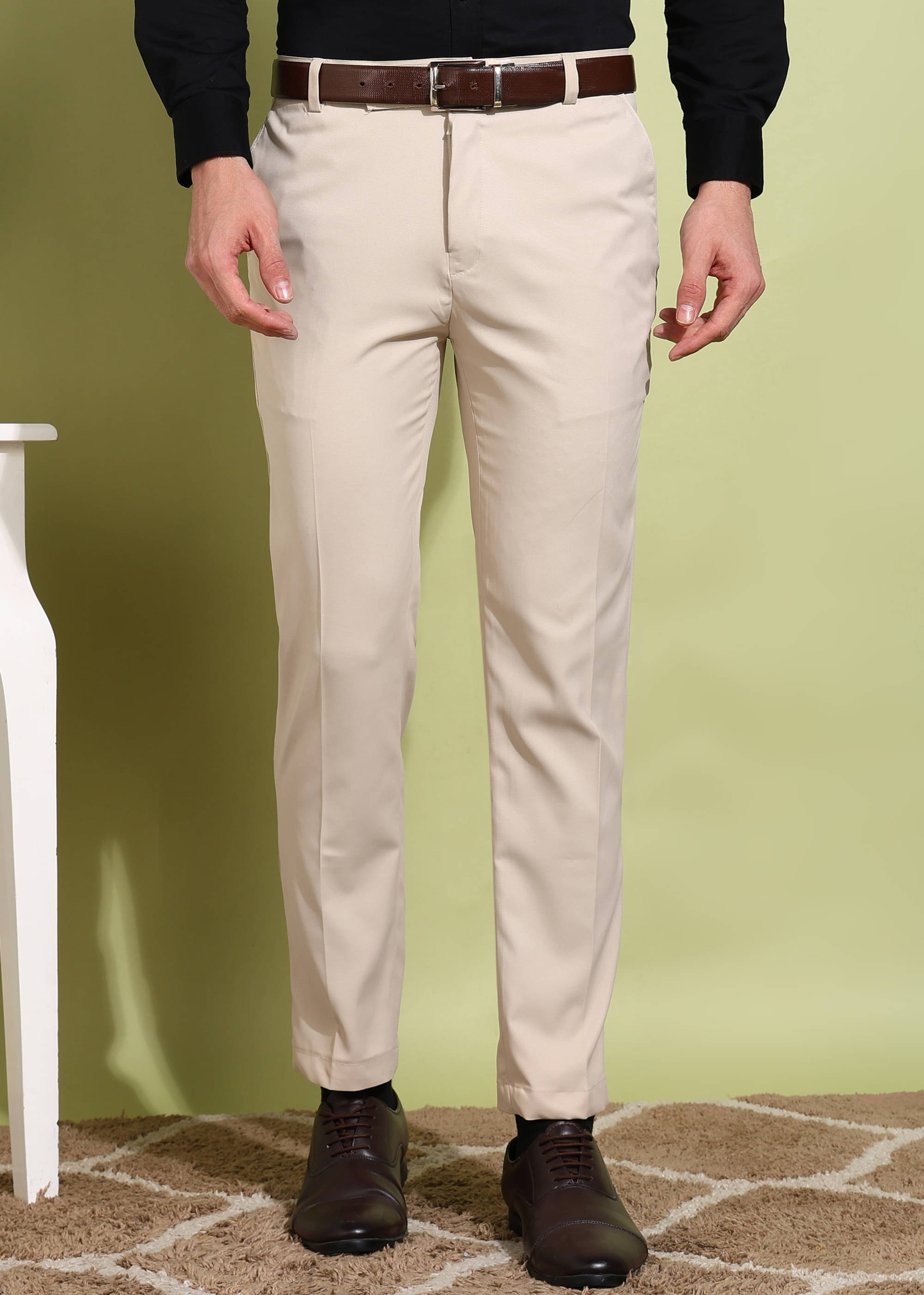     			ADWYN PETER Regular Pleated Men's Formal Trouser - Beige ( Pack of 1 )